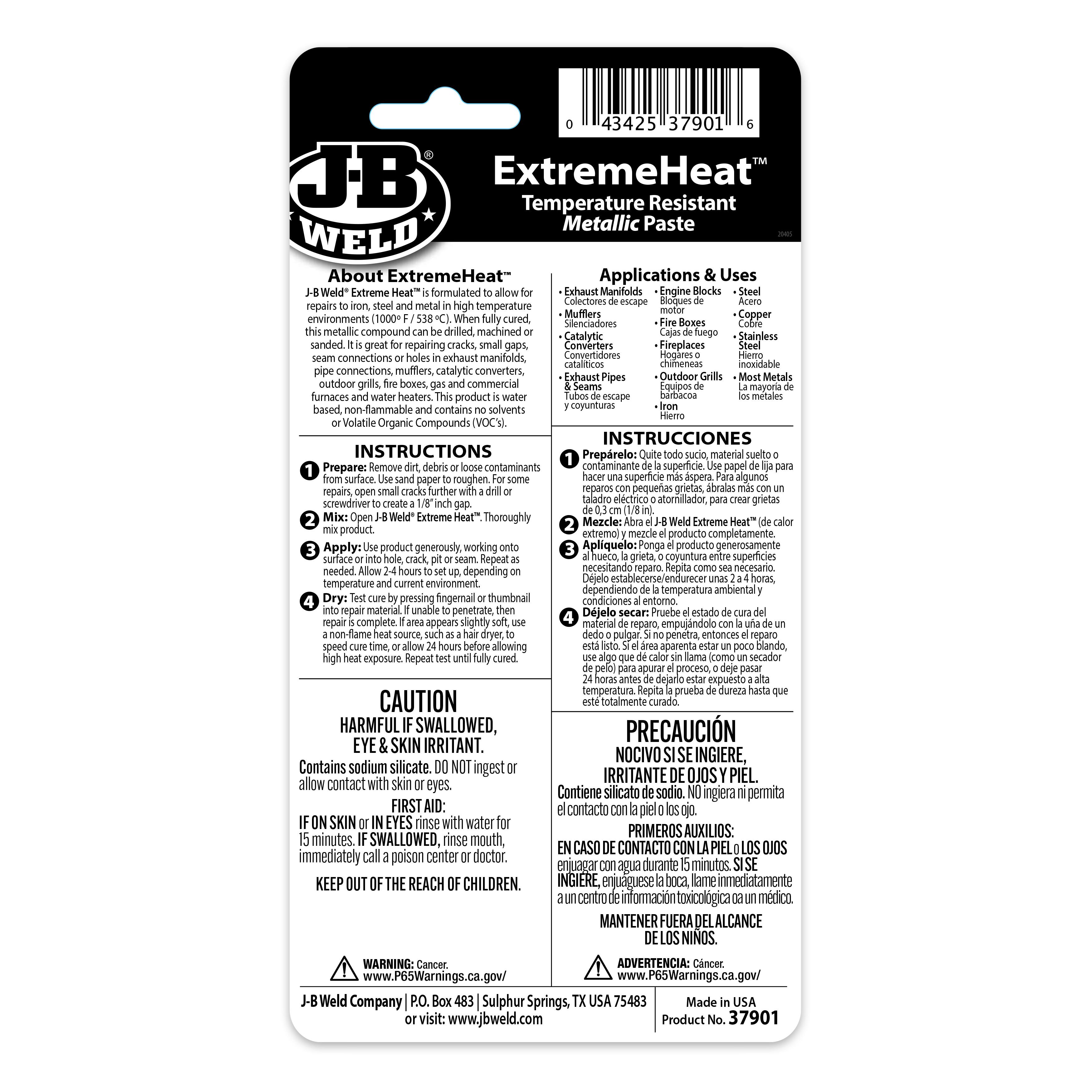 J-B Weld Extreme Heat High Temperature Resistant Metallic Paste