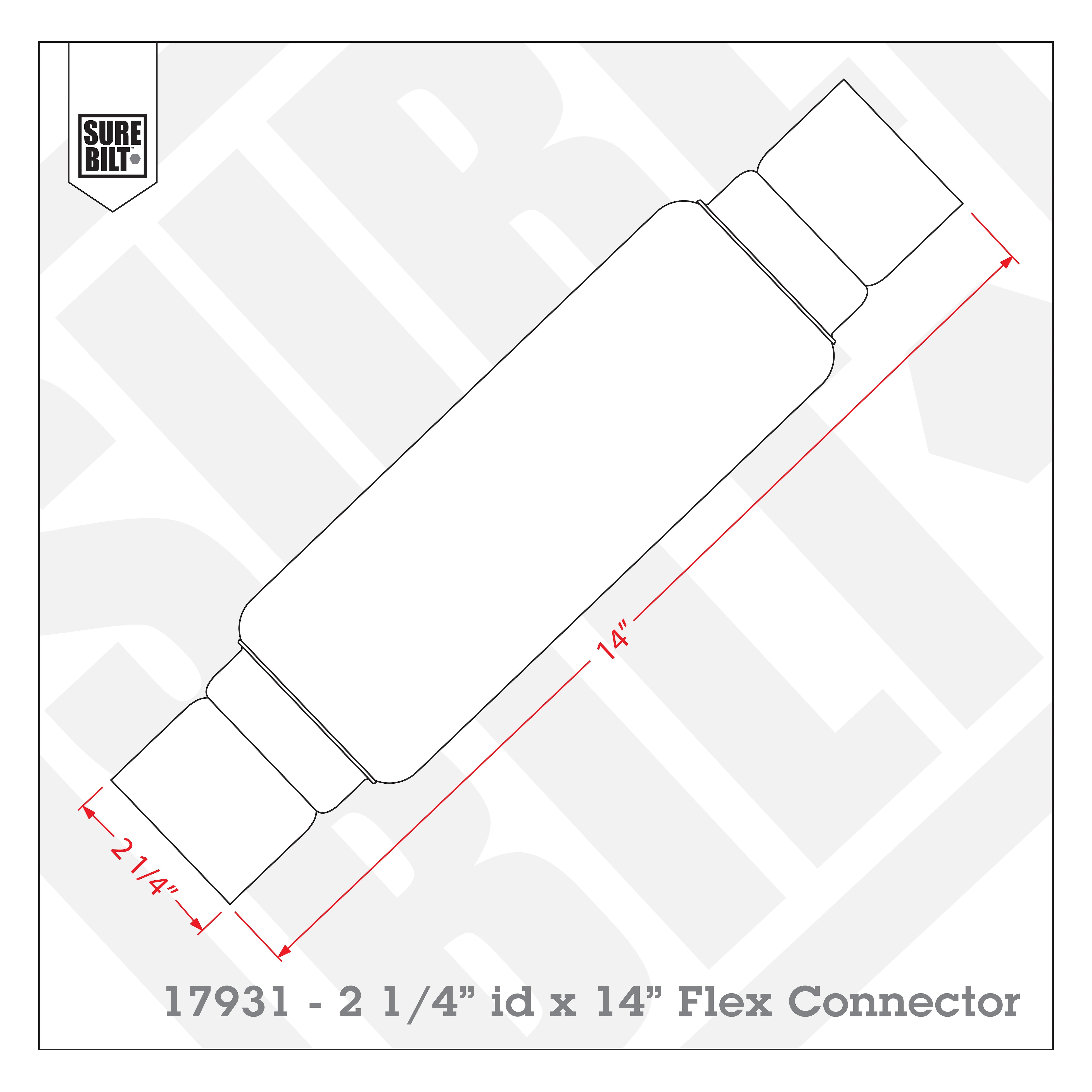 SureBilt 2 1/4in I.D. x 14in Length Flexible Exhaust Connector