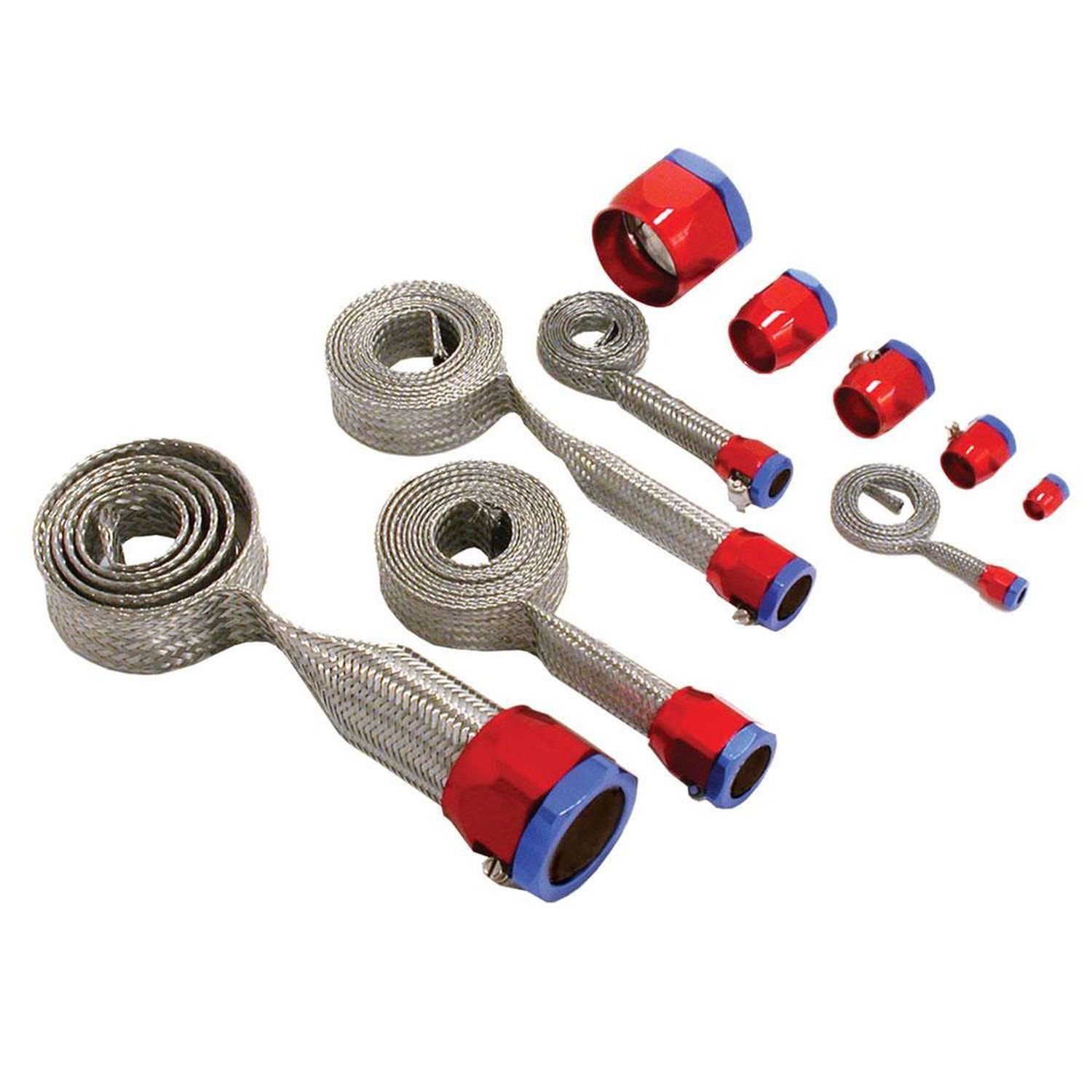thumbnail image 2 of CarBole Blue Braided Stainless Steel Hose Cover Kit – Dress Up Your Engine Bay In Style 2 of 6