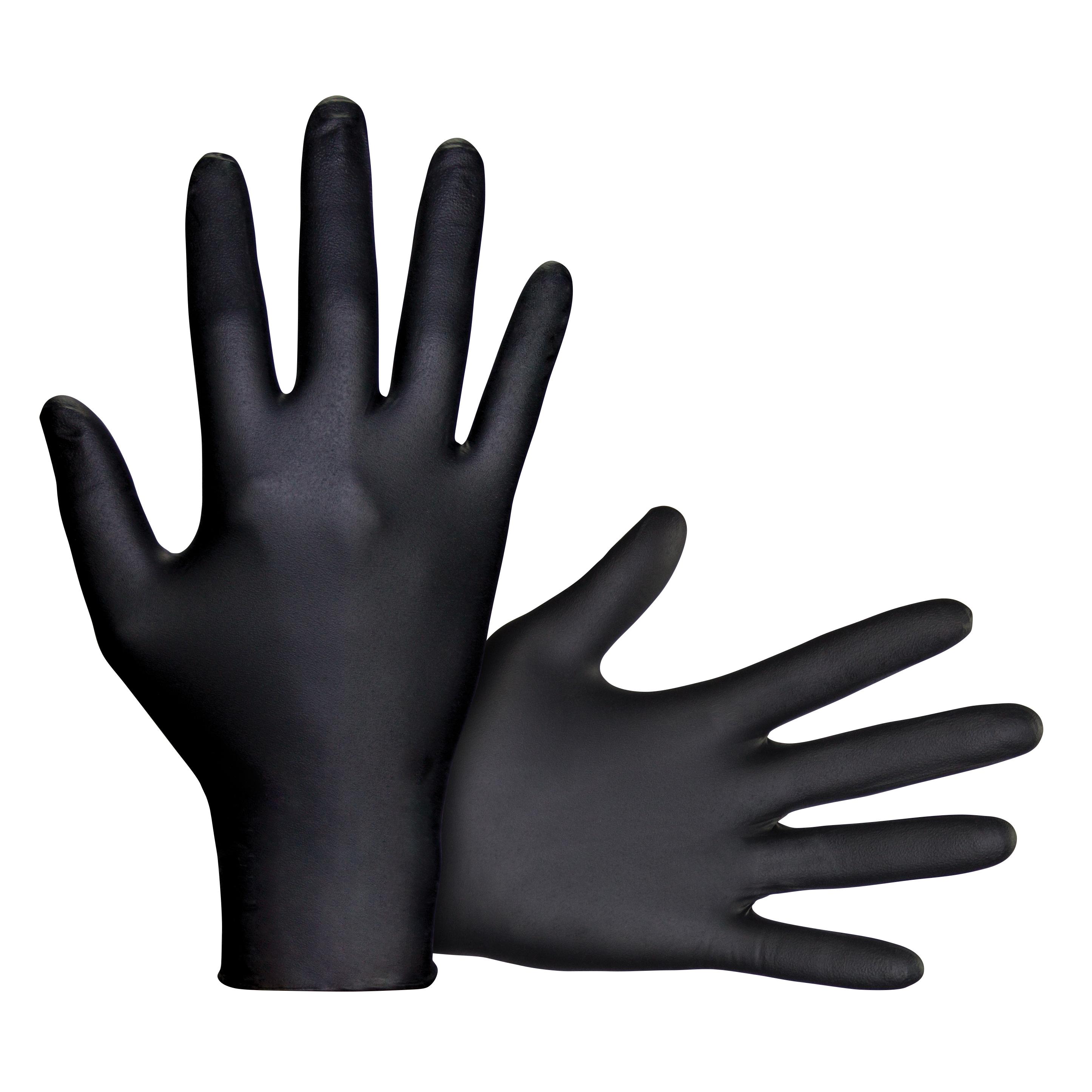 SAS Safety Raven Black Nitrile Disposable Gloves, Large, 100 Count