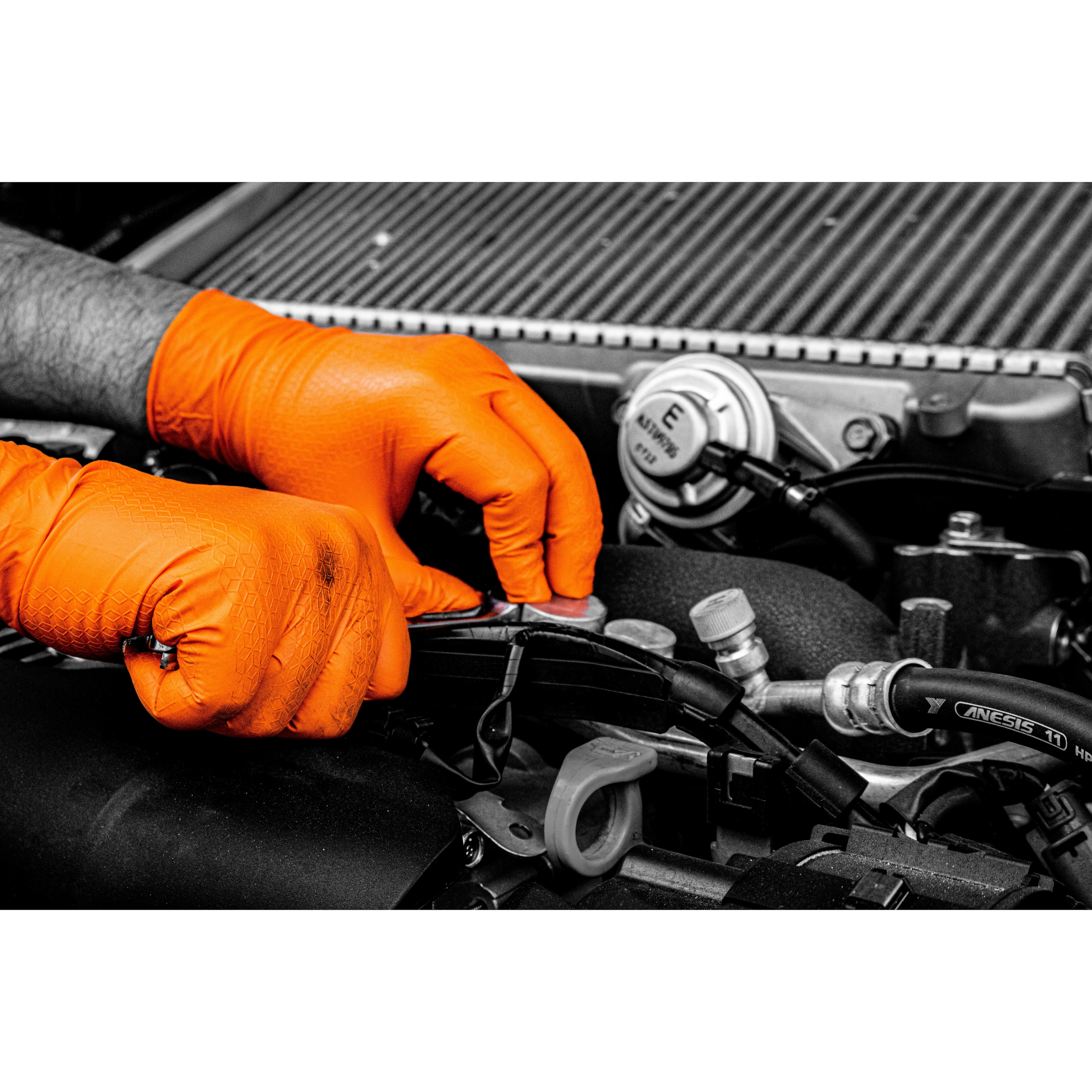 SAS Safety Astro-Grip Orange Nitrile Disposable Gloves, Medium
