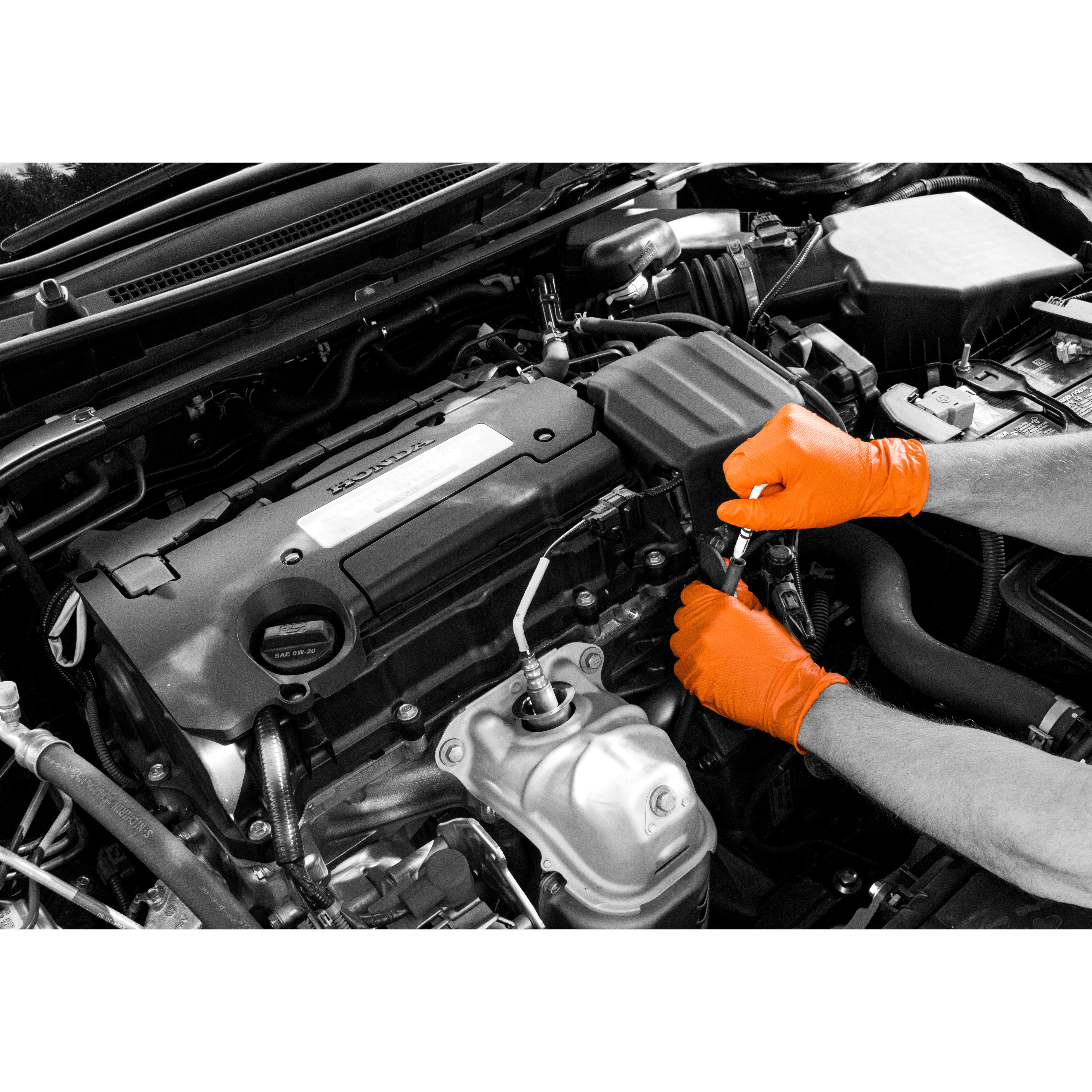 SAS Safety Astro-Grip Orange Nitrile Disposable Gloves, Medium