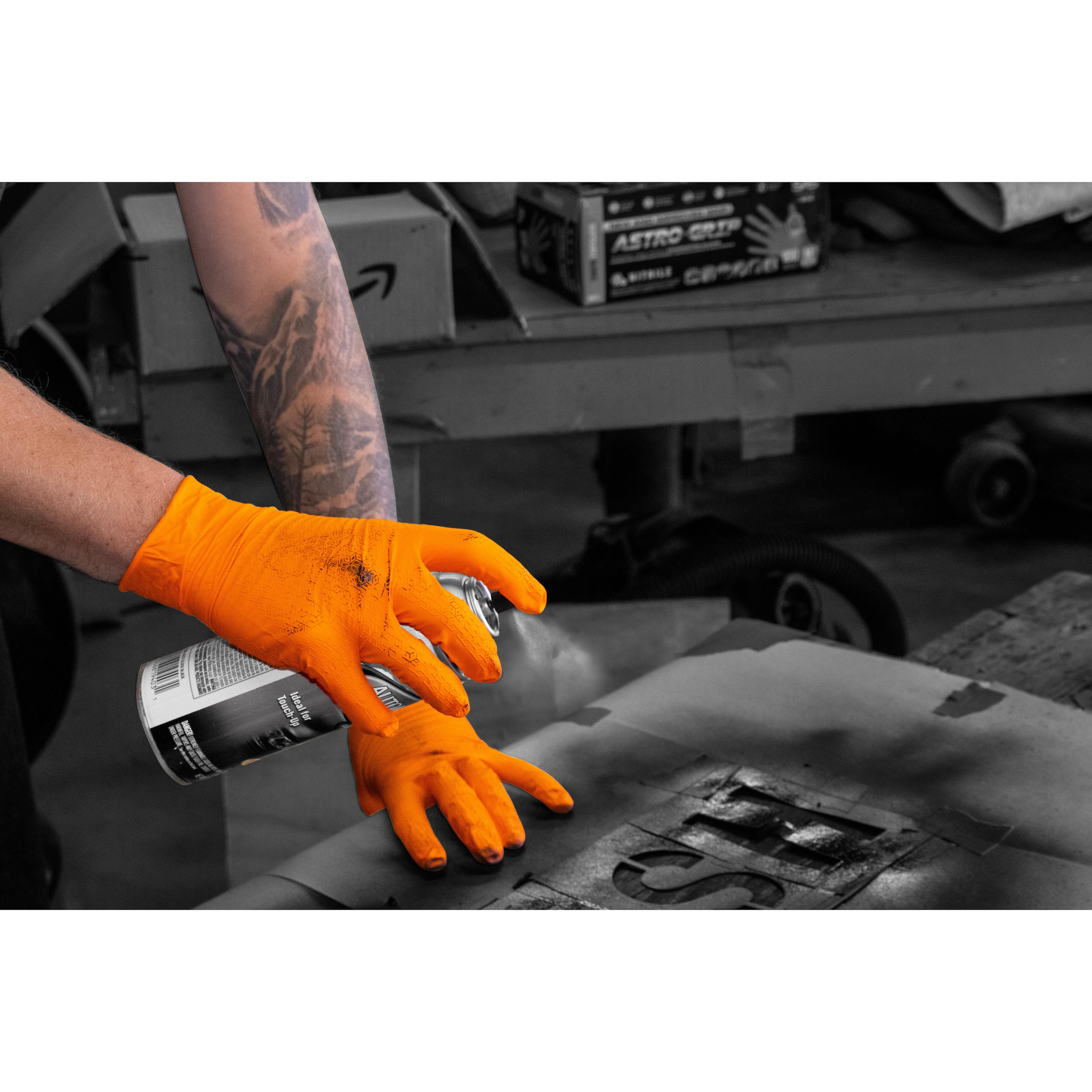SAS Safety Astro-Grip Orange Nitrile Disposable Gloves, Large, 100