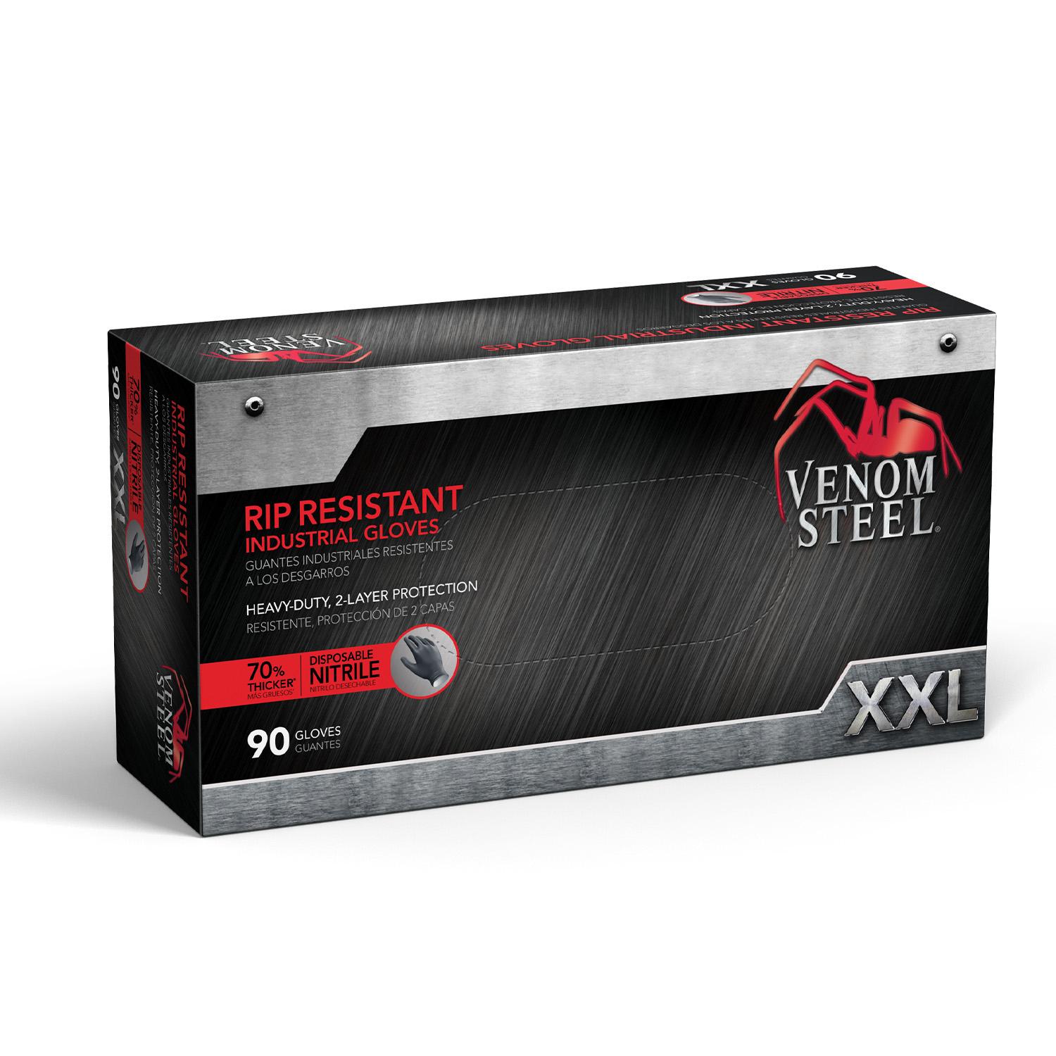 Venom Steel Black Nitrile Industrial Disposable Gloves, 2 Layer