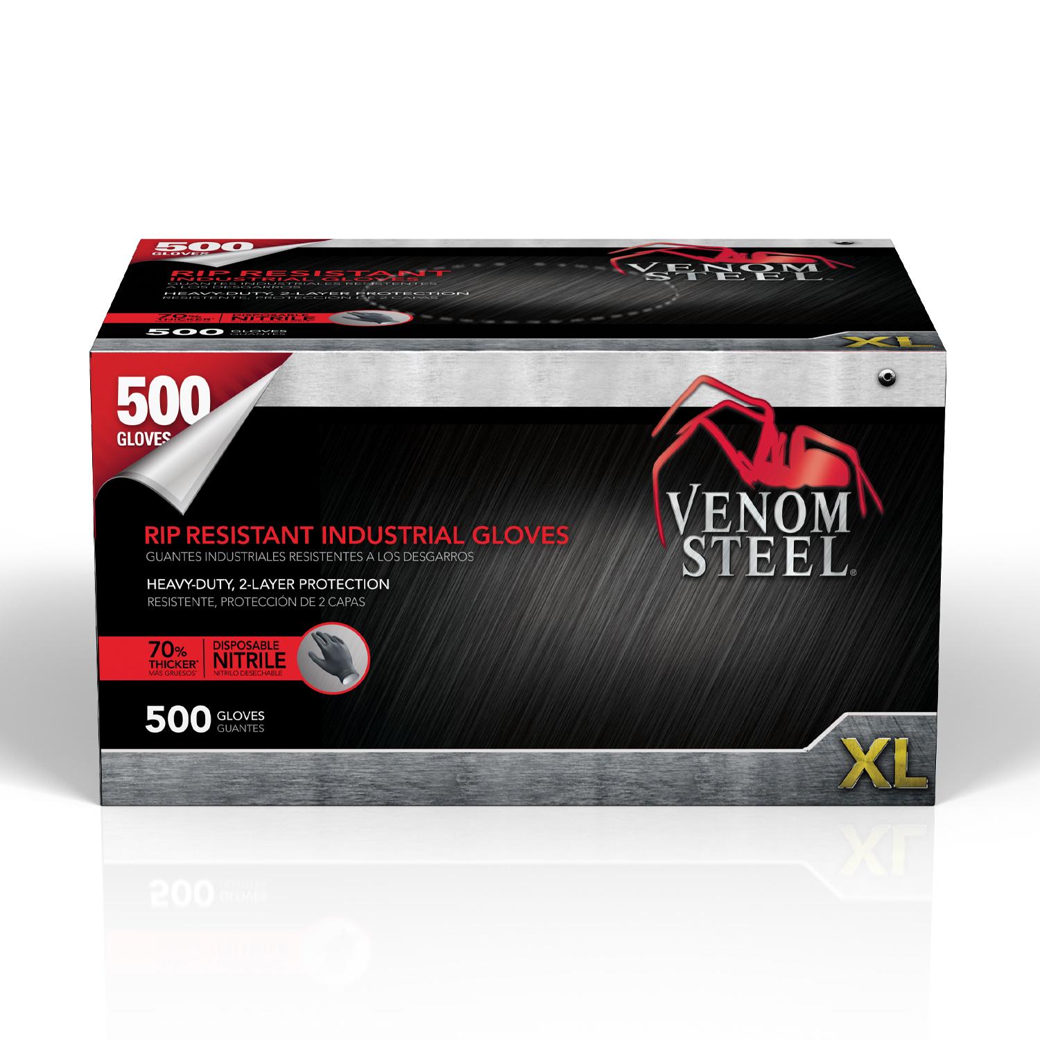 Venom Steel Black Nitrile Industrial Disposable Gloves, 2 Layer