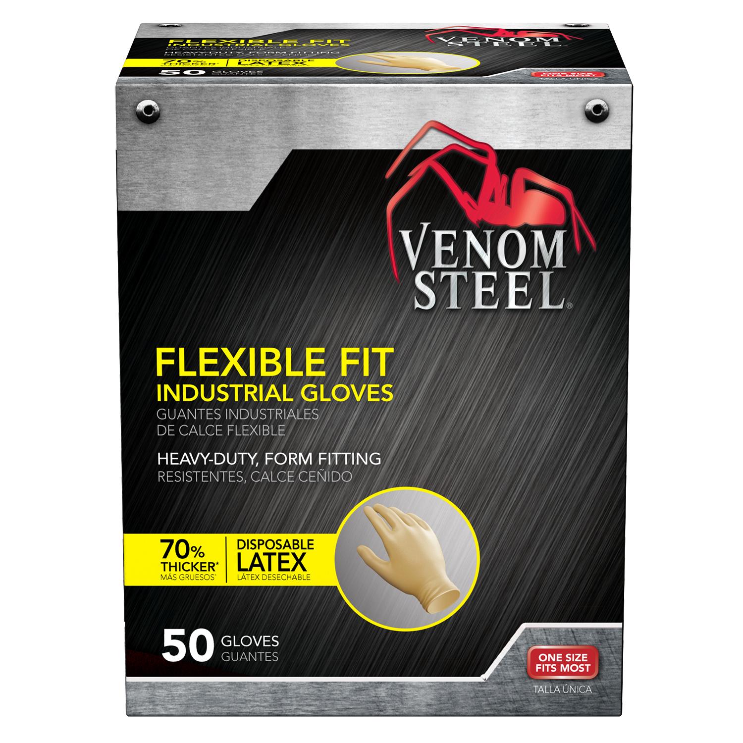 Venom Steel Flexible Fit Industrial Latex Disposable Gloves 50