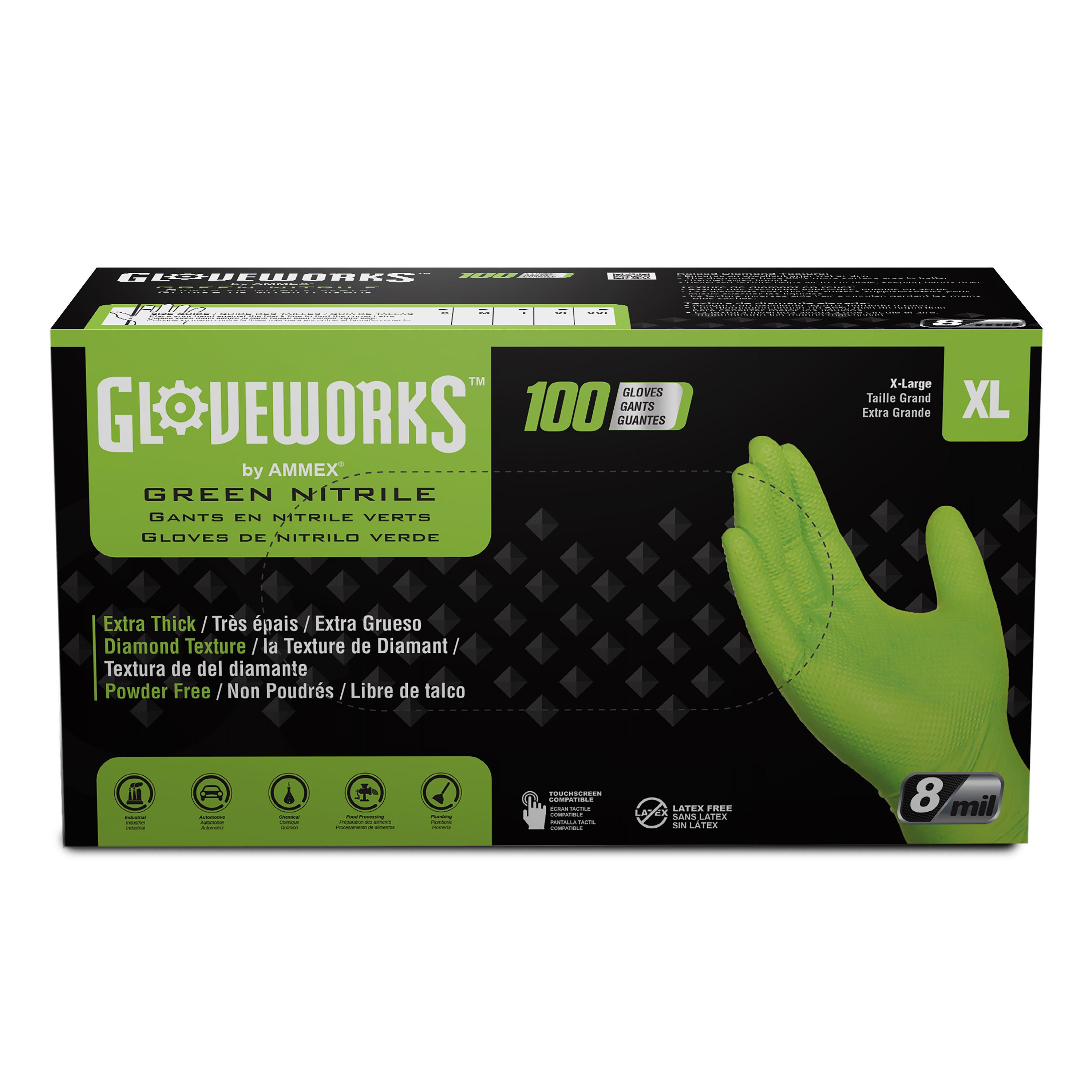 クロワニ⭐︎80㌢ Gloveworks Green Nitrile Disposable Gloves, X-Large, 10 Boxes of