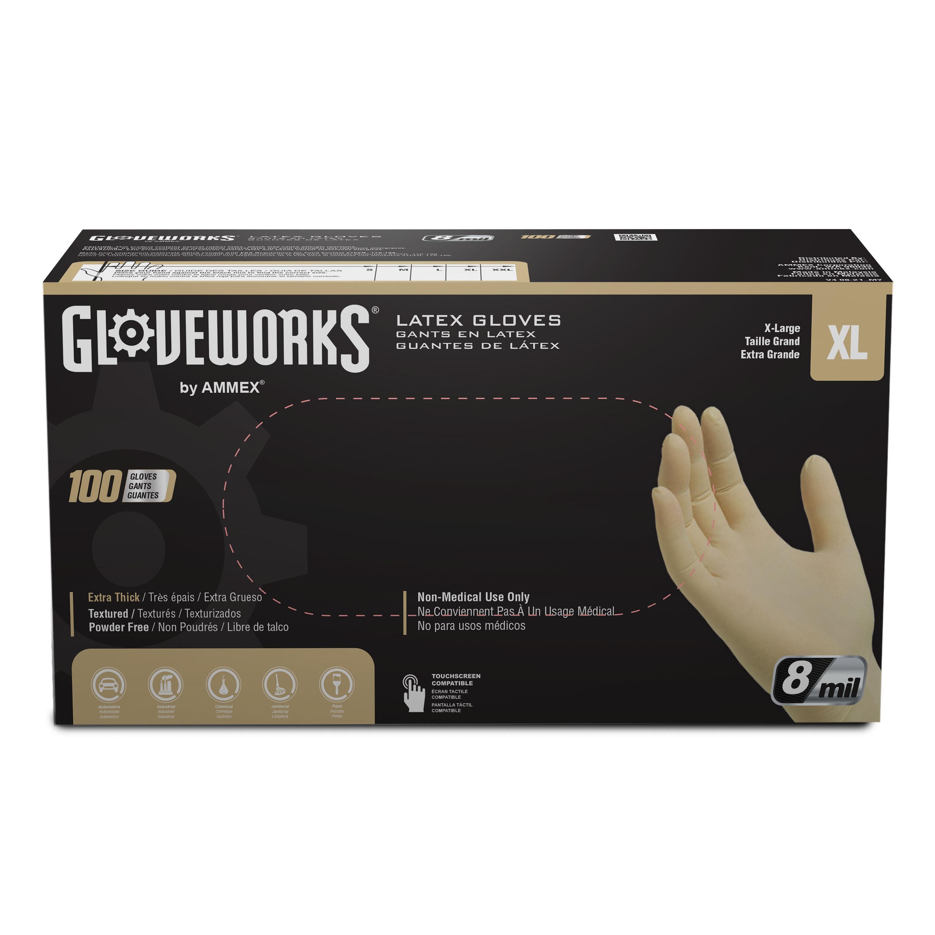 Gloveworks Orange Nitrile Disposable Gloves, X-Large, 10 Boxes of