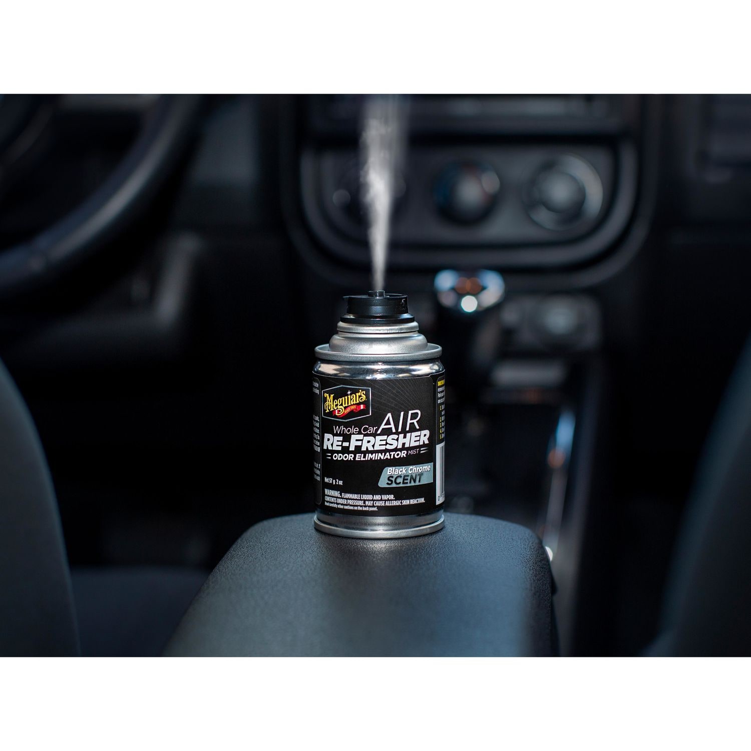 Meguiar's Whole Car Air Re-Fresher Black Chrome Scent Odor Eliminator Spray 2oz