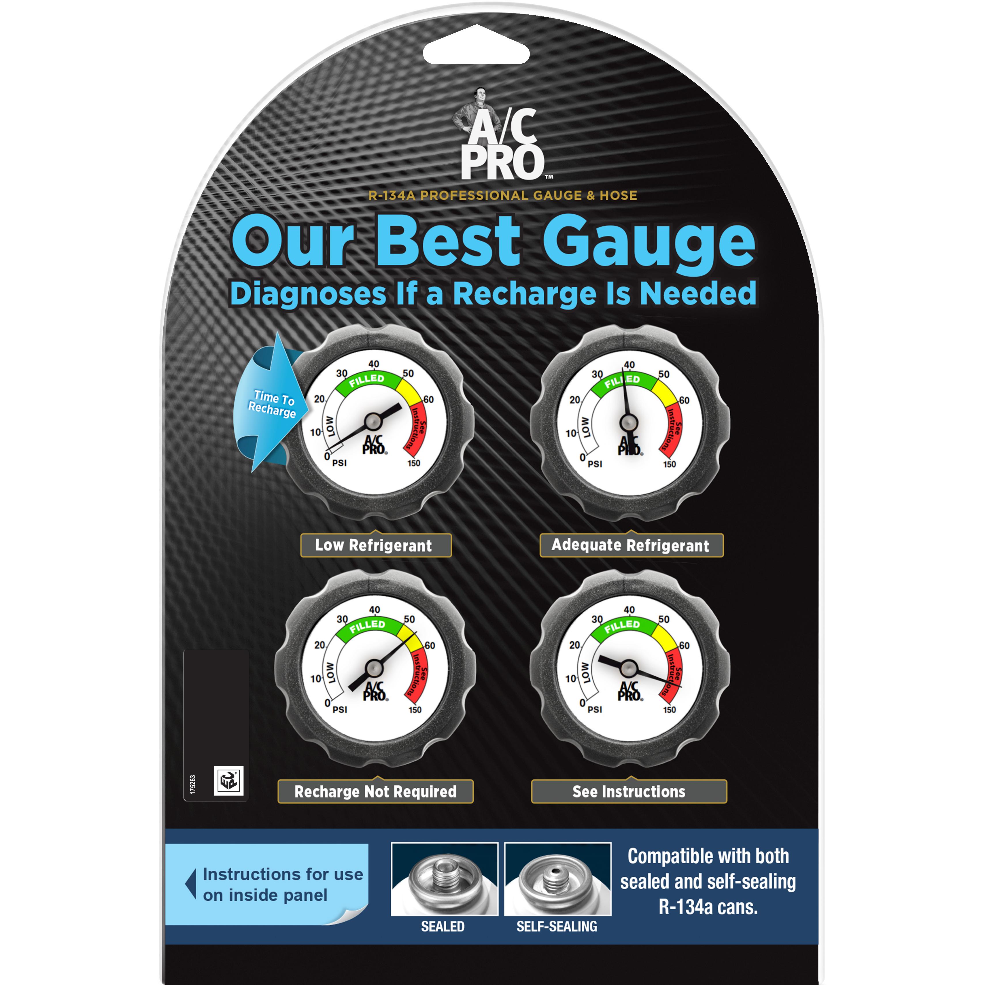 Shop Pro R134a A/C Pro R-134a Reusable Recharge Hose and Gauge | AutoZone