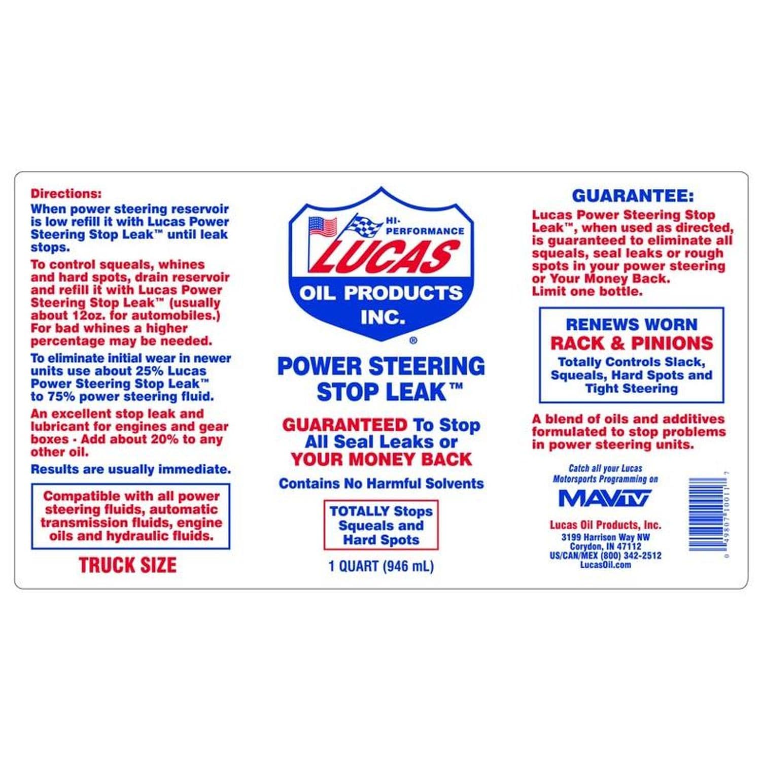 Lucas Oil Products Power Steering Stop Leak 32oz AutoZone