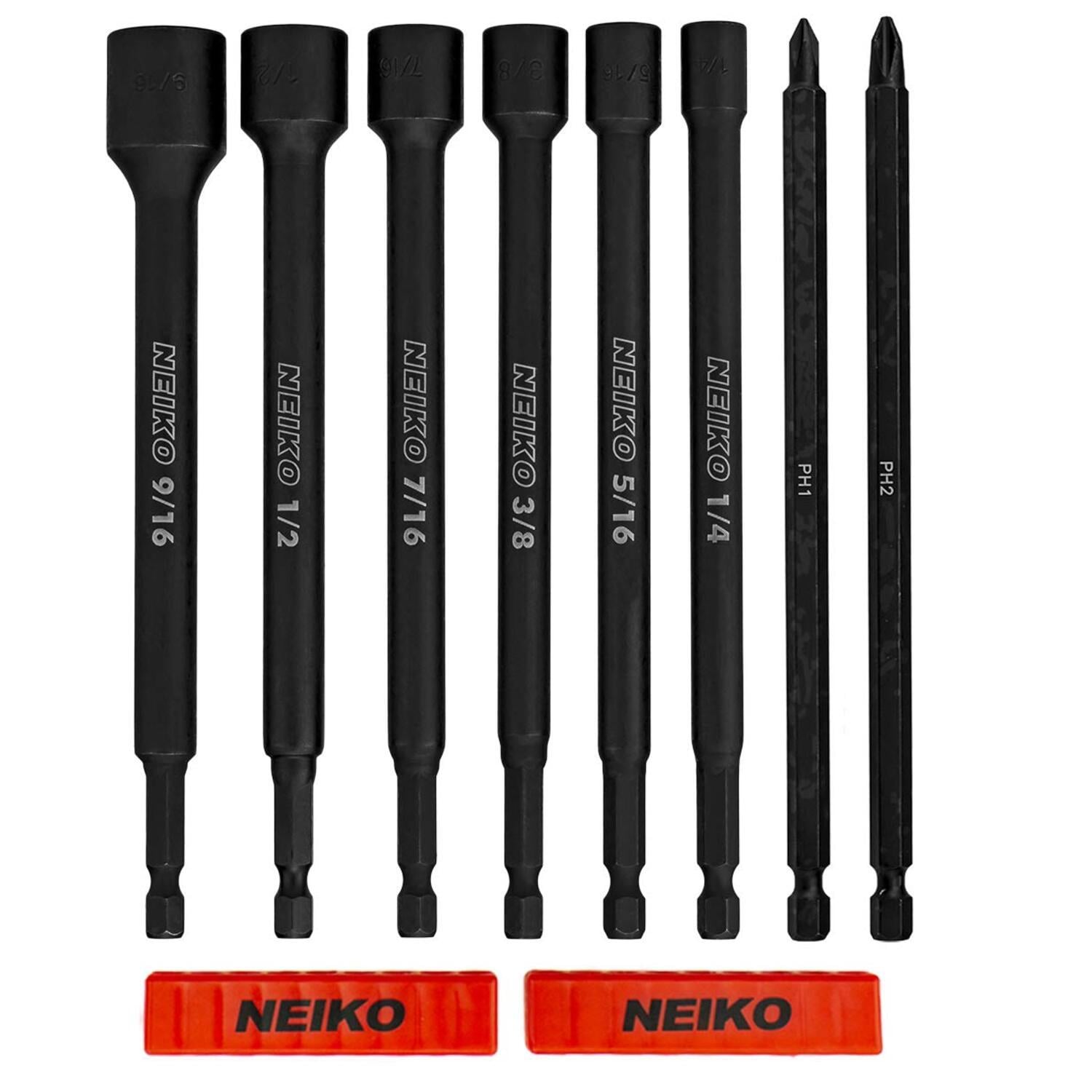 NEIKO 6in SAE, Quick Change Magnetic Impact Nut Driver and Power