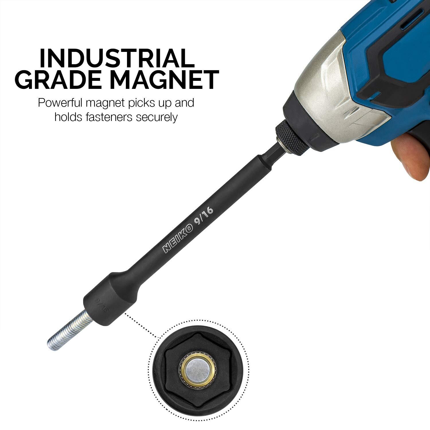 NEIKO 6in SAE, Quick Change Magnetic Impact Nut Driver and Power