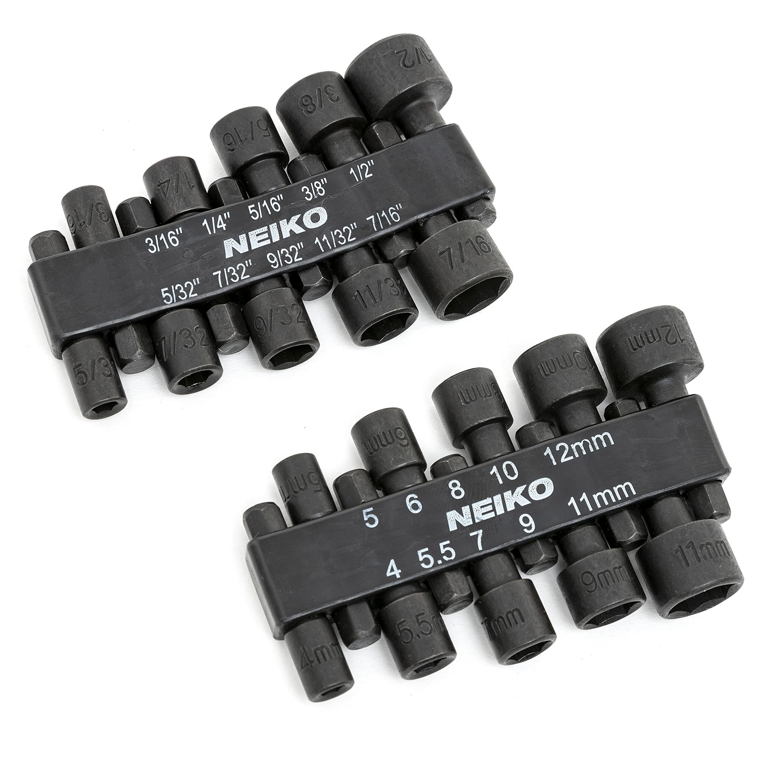NEIKO 1/4in Hex, Metric and SAE, 4-12mm and 5/32in-1/2in, CR-V
