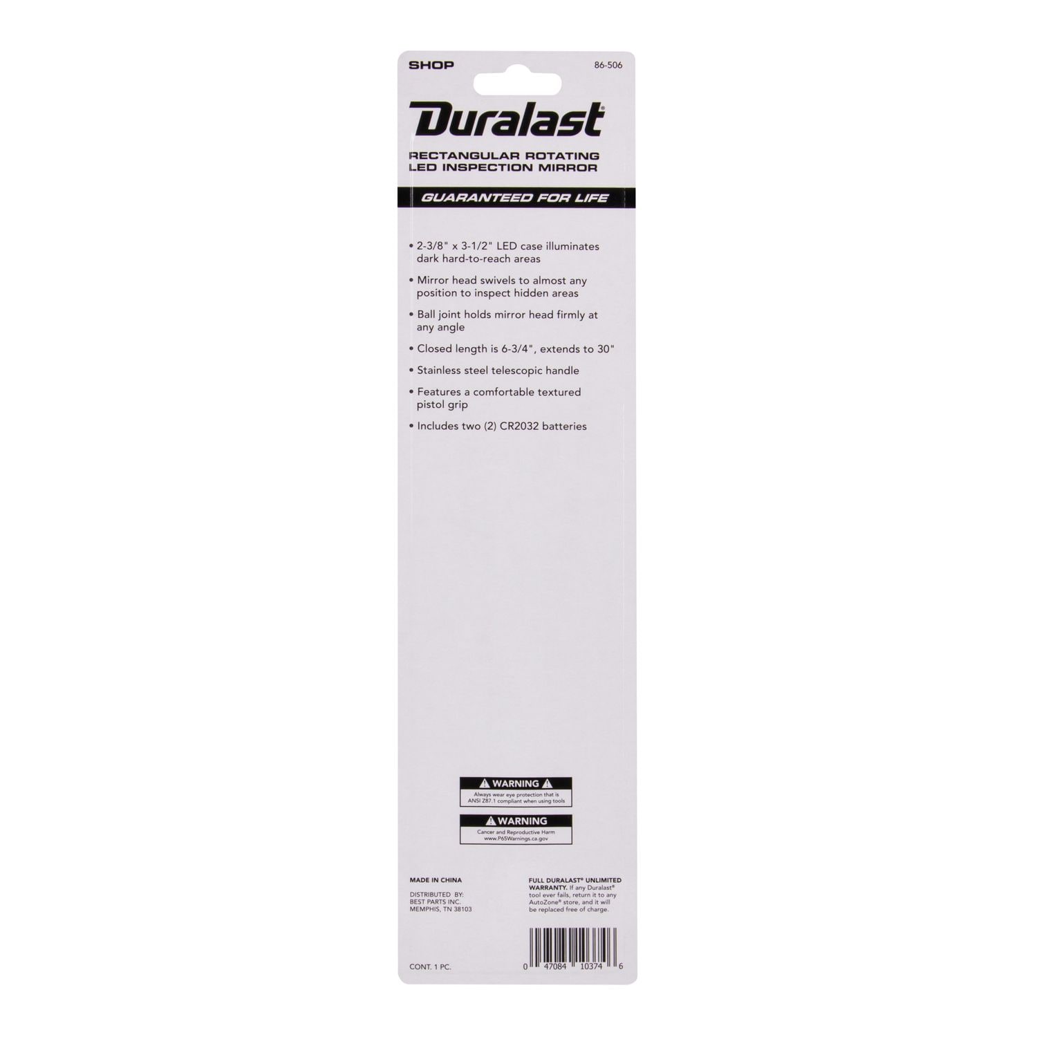Rectangular Telescoping Inspection Mirror - 2.12 X 3.5 In