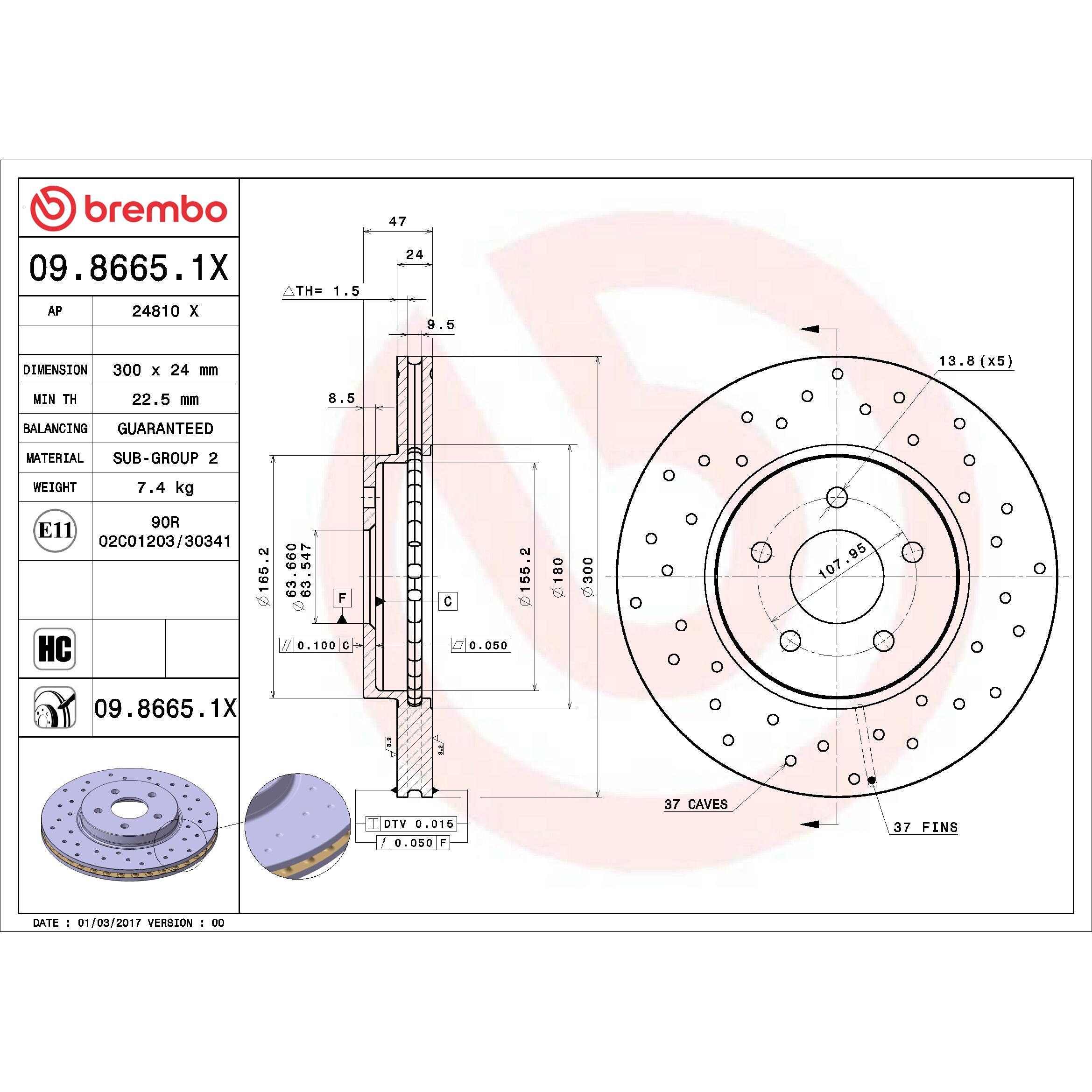 Brembo Disc Brake Rotor 09.8665.1X | AutoZone