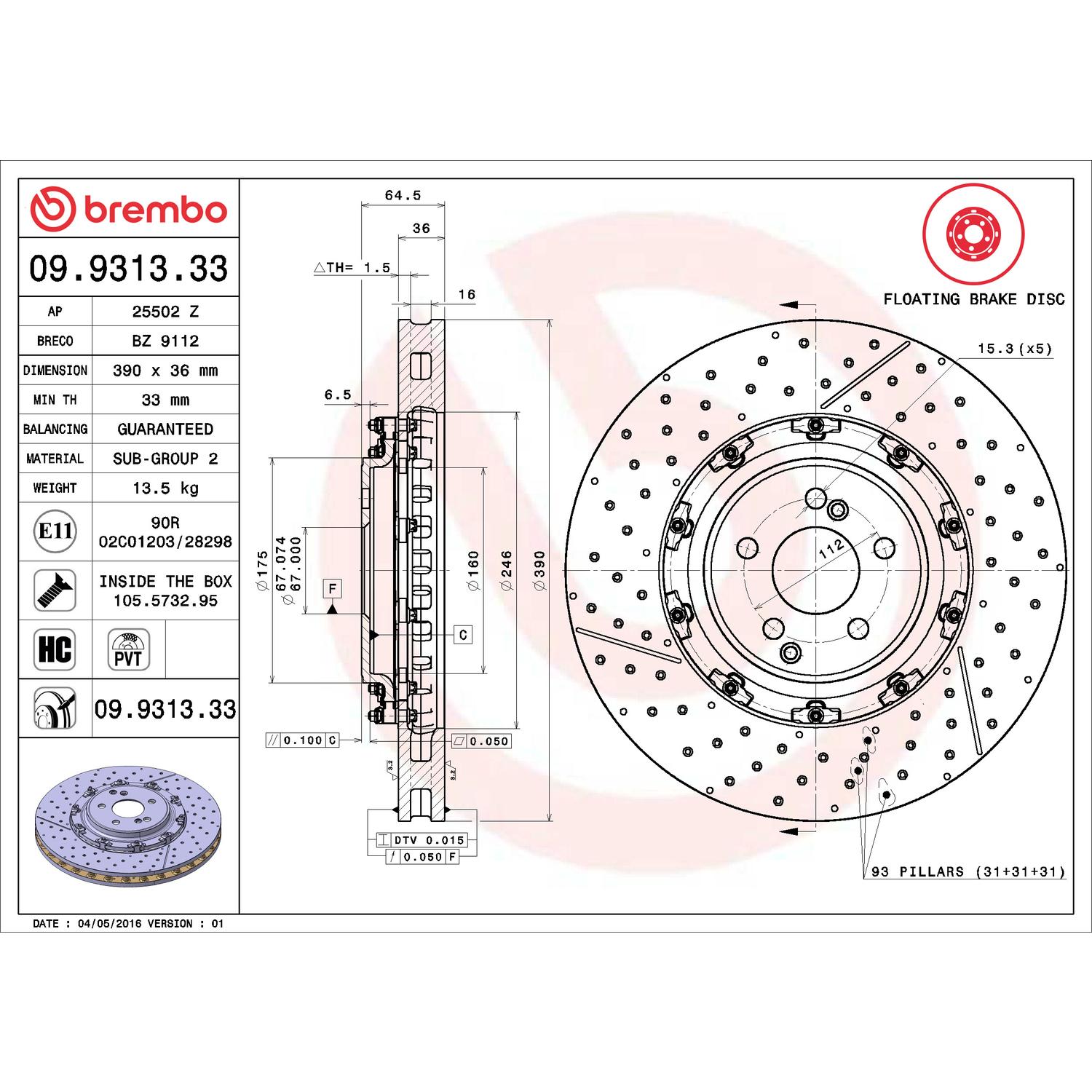 Brembo Disc Brake Rotor 09.9313.33 | AutoZone