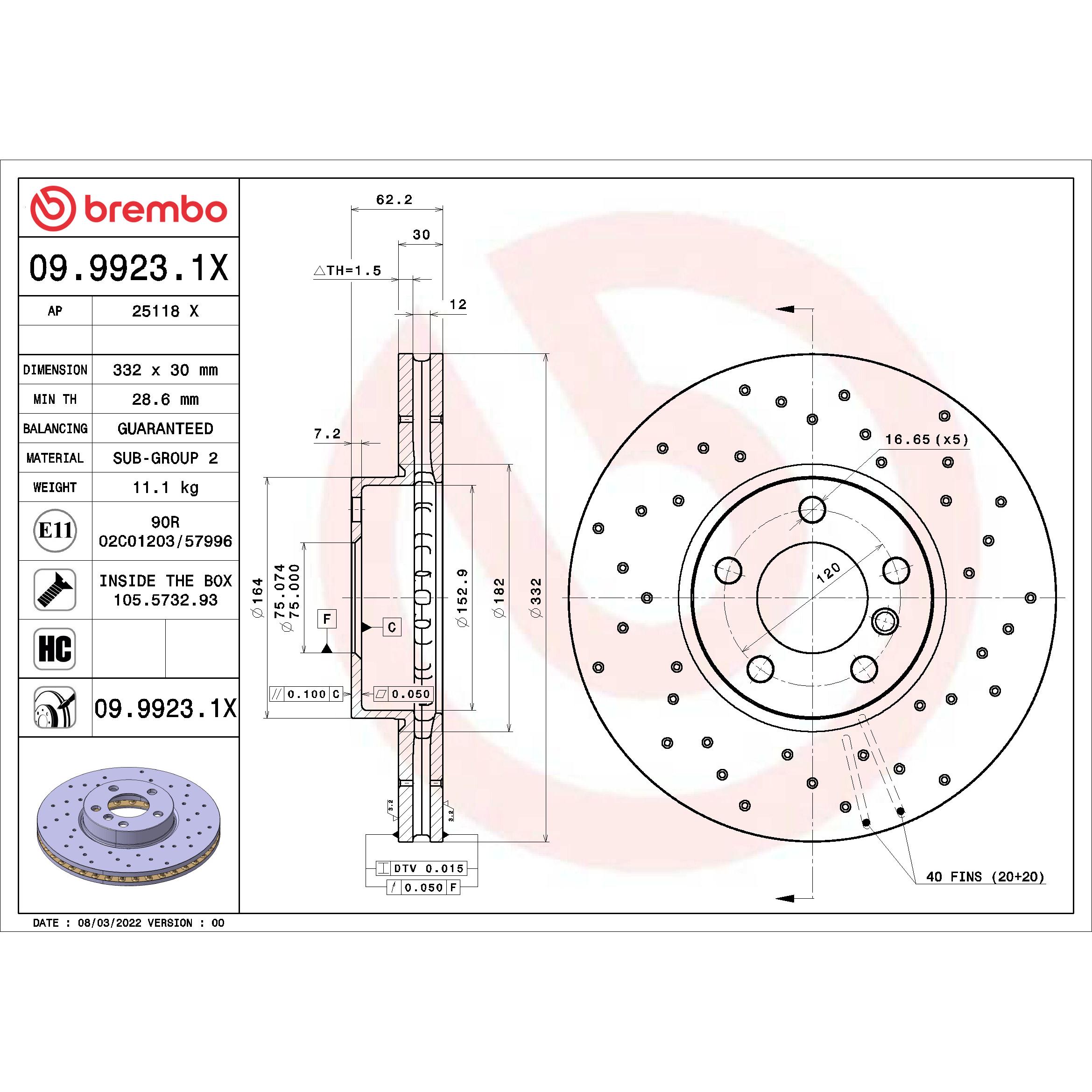 Brembo Disc Brake Rotor 09.9923.1X | AutoZone