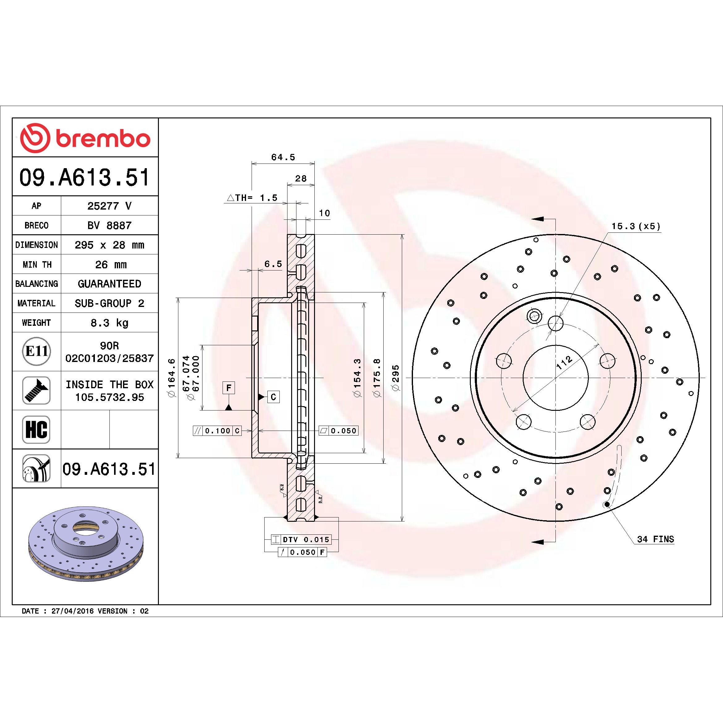 Brembo Disc Brake Rotor 09.A613.51 | AutoZone