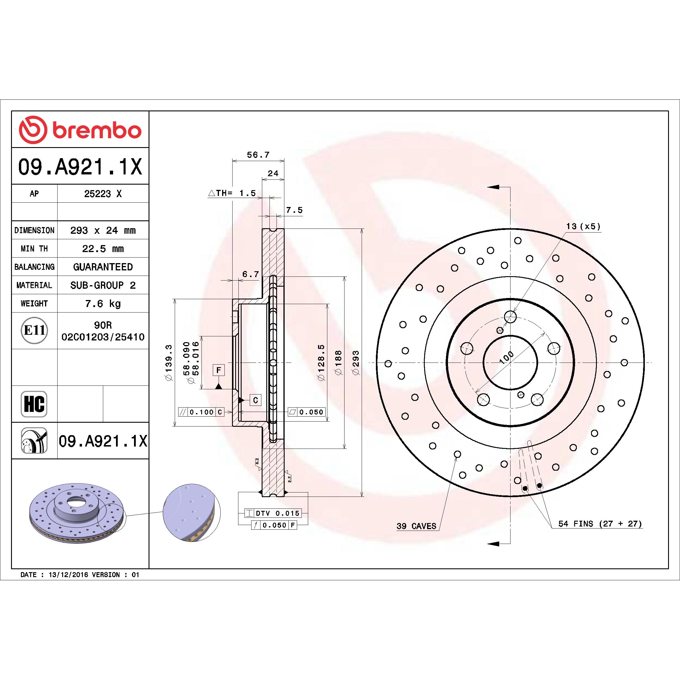 Brembo Disc Brake Rotor 09.A921.1X | AutoZone