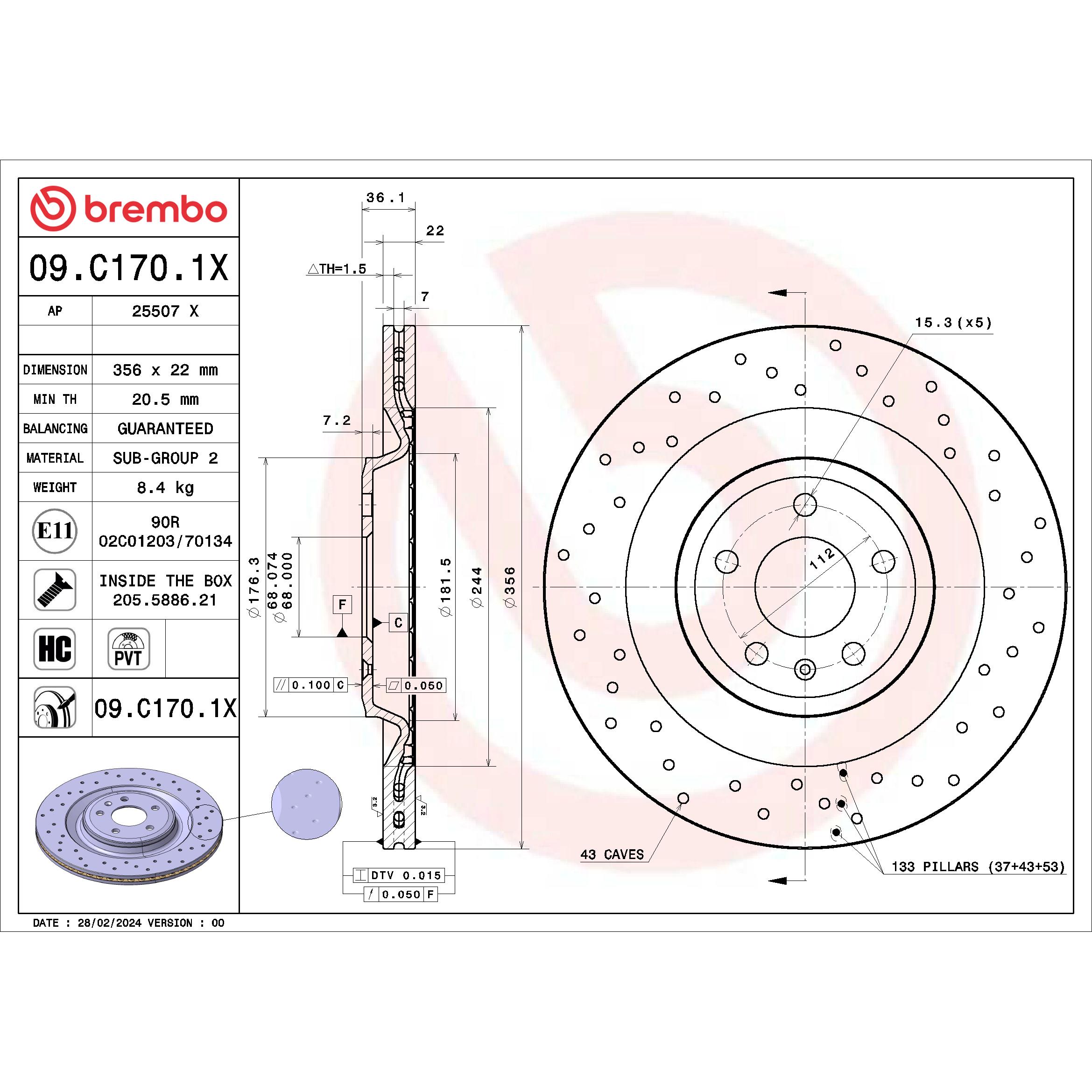 Brembo Disc Brake Rotor 09.C170.1X | AutoZone