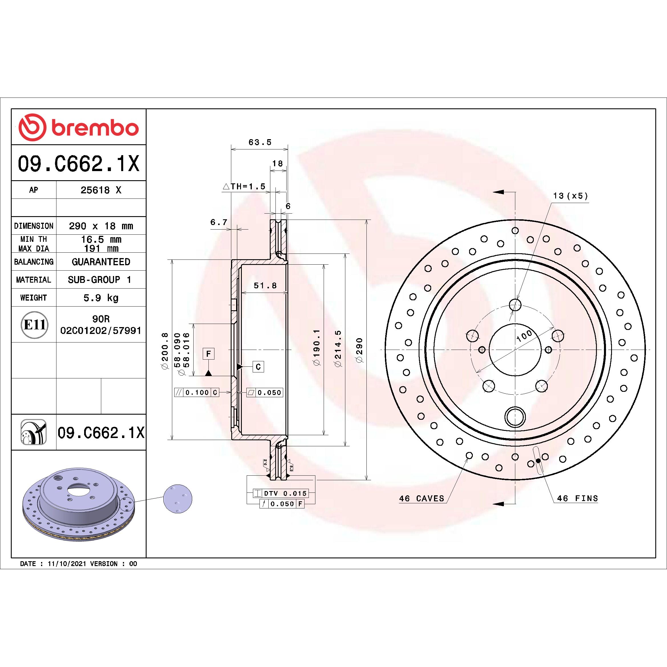 Brembo Disc Brake Rotor 09.C662.1X | AutoZone