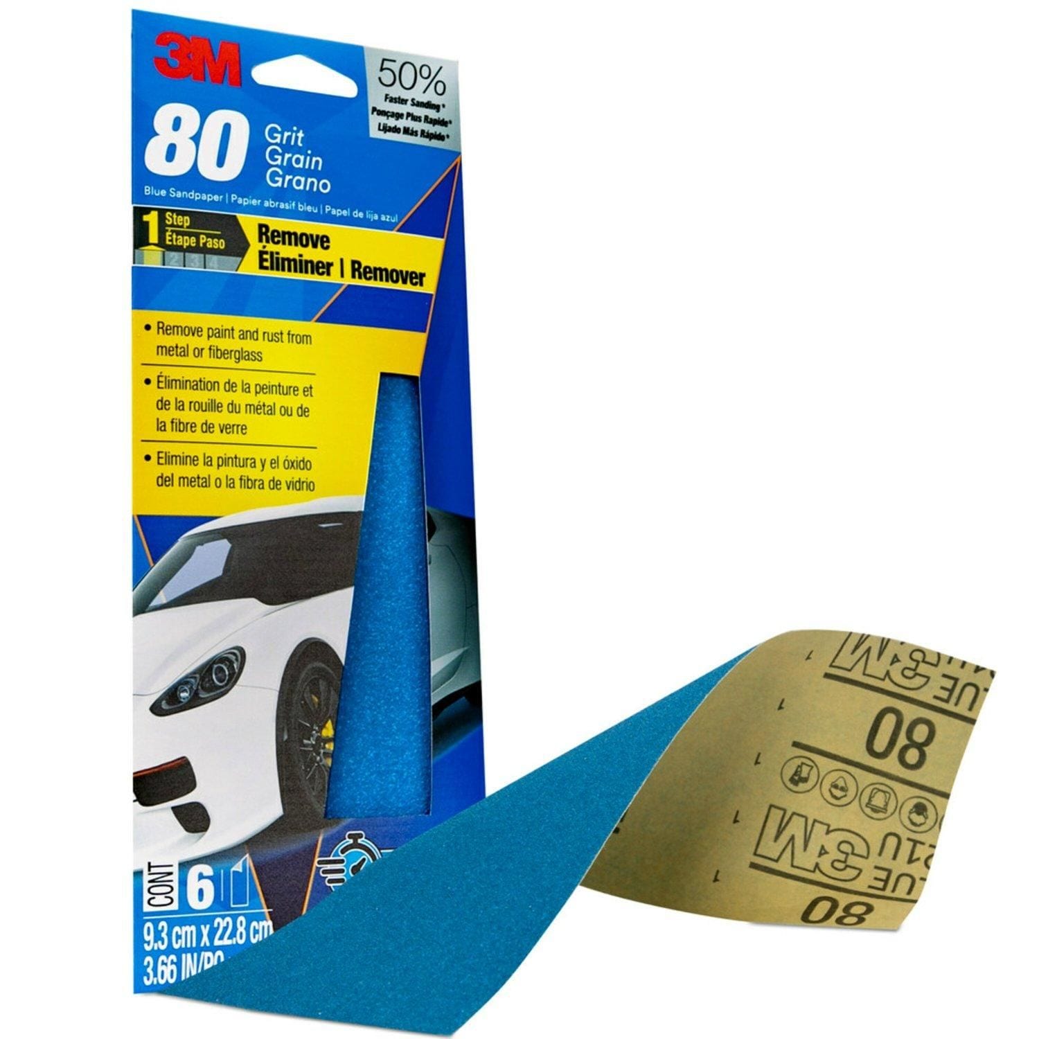 3M 80 Grit Pro Strength Blue Sandpaper | AutoZone