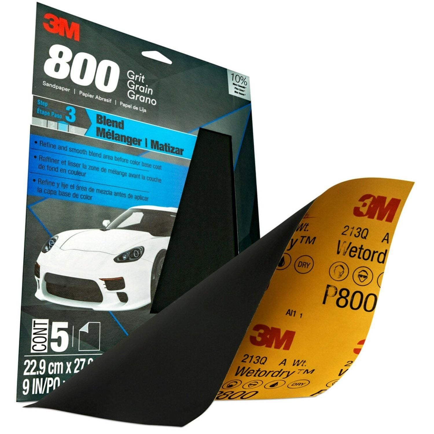 3M 800 Grit 9in x 11in Wet or Dry Sandpaper 5 Pack | AutoZone