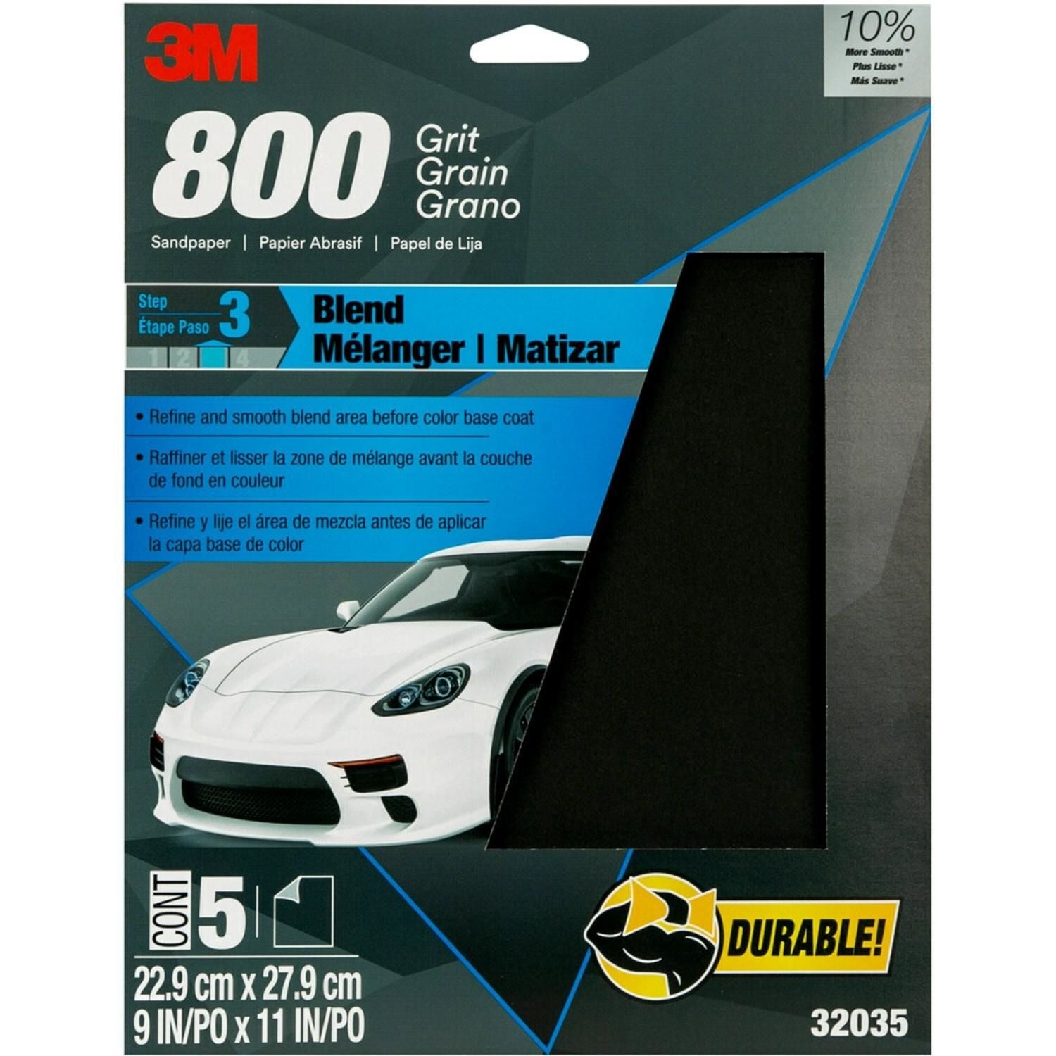 3M 800 Grit 9in x 11in Wet or Dry Sandpaper 5 Pack | AutoZone