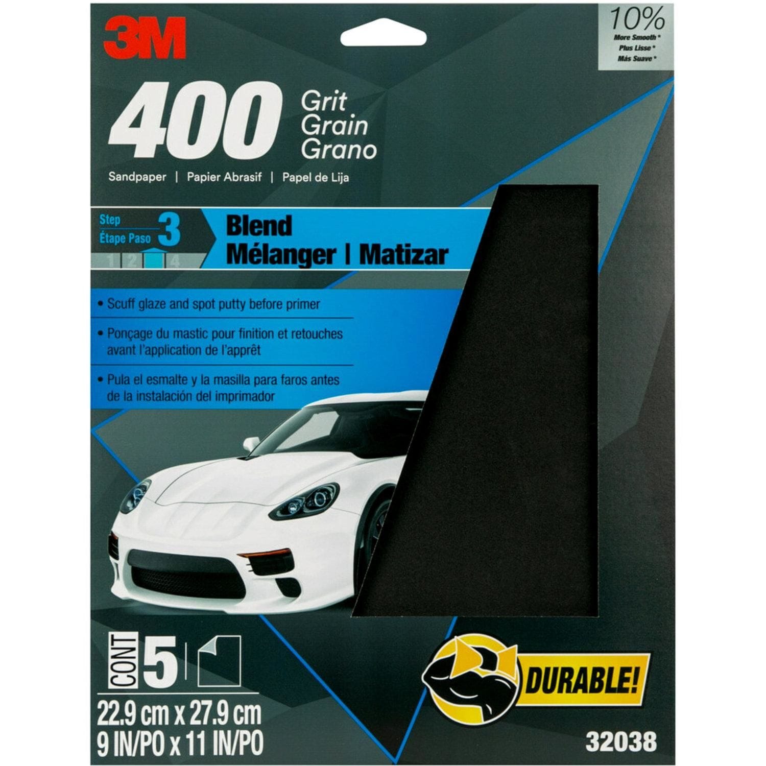 3M 400 Grit 9in x 11in Wet or Dry Sandpaper 5 Pack | AutoZone
