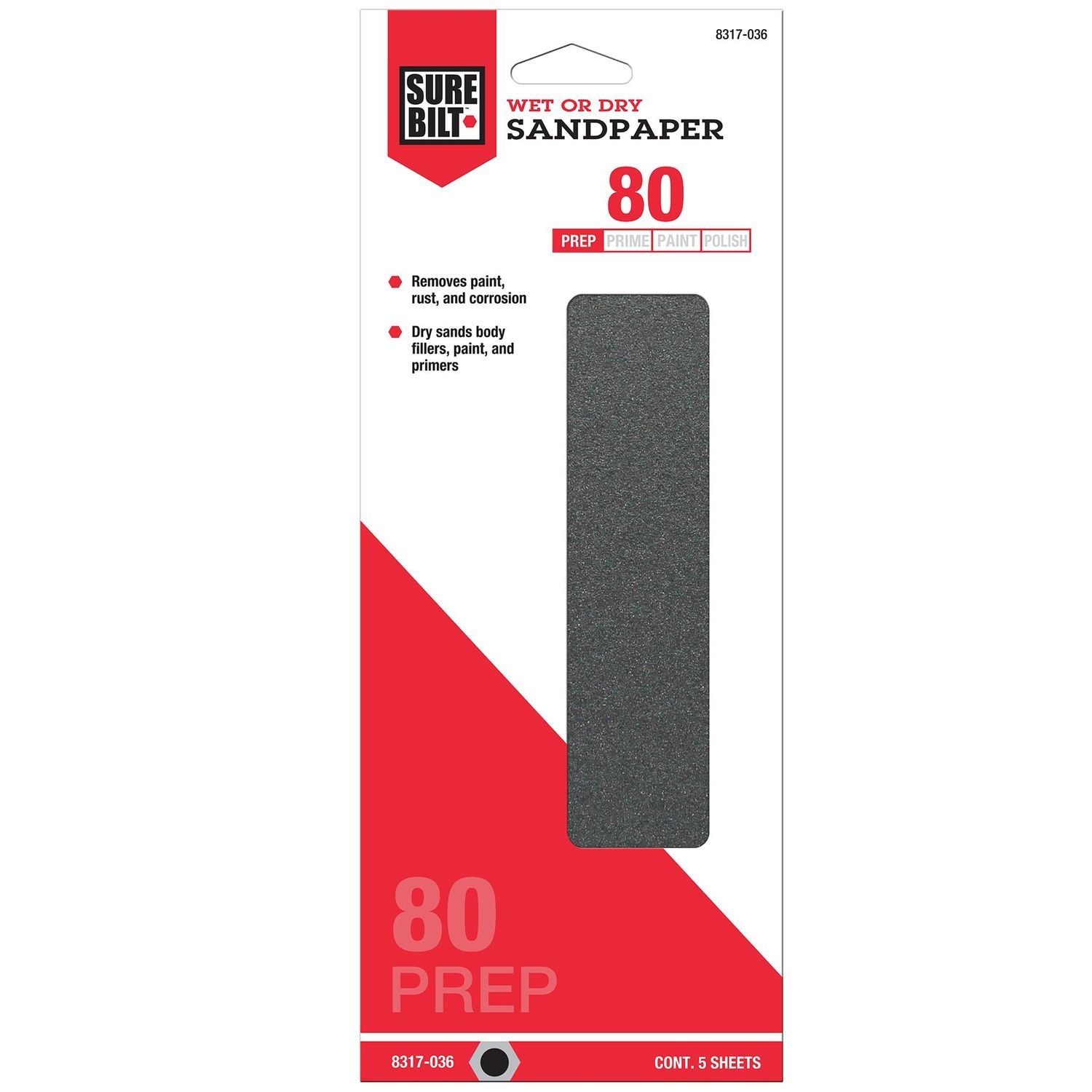 SureBilt 80 Grit 1/3 Sheet Waterproof Sandpaper 5 Pack | AutoZone