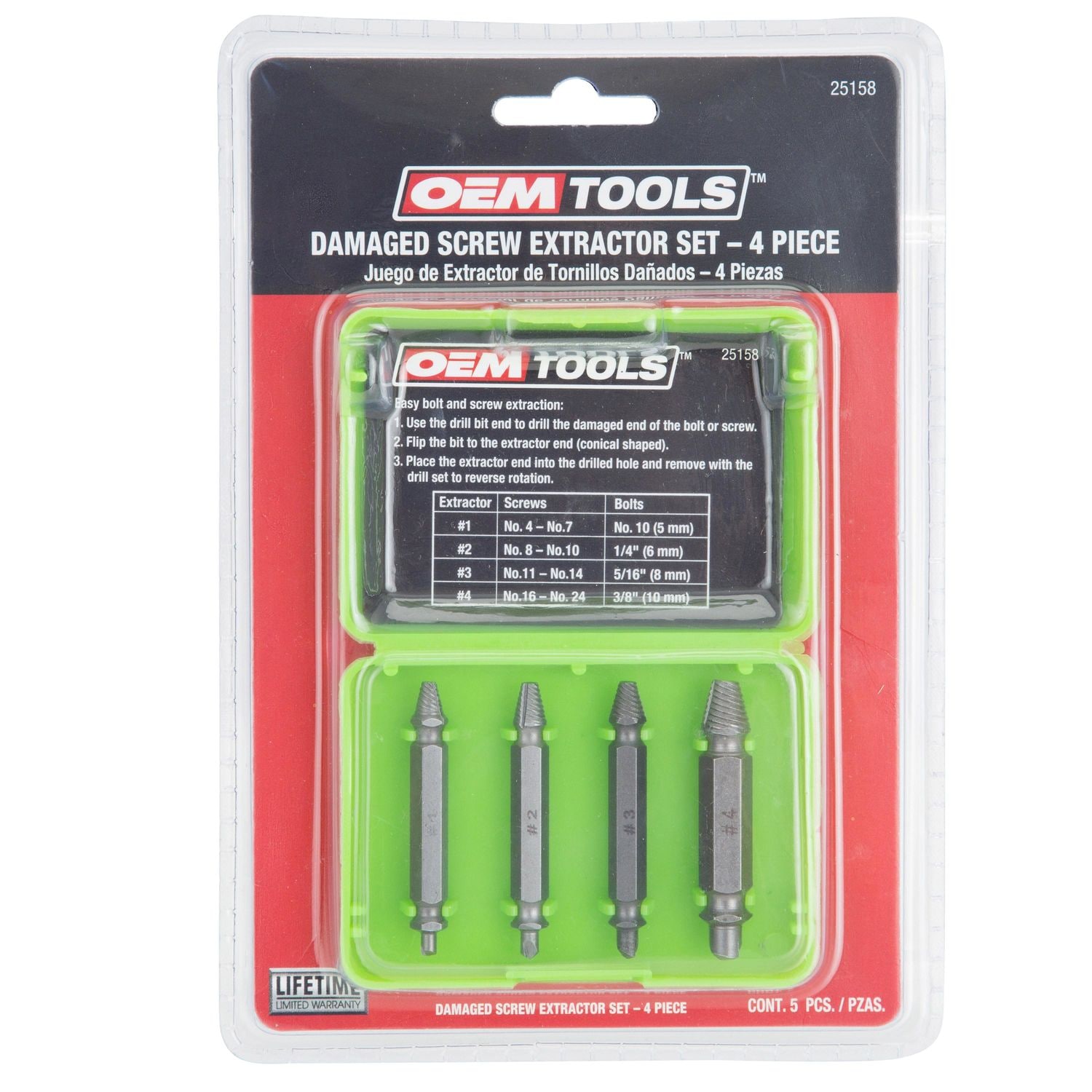 OEMTOOLS Damaged Bolt Extractor Set 4 Piece | AutoZone