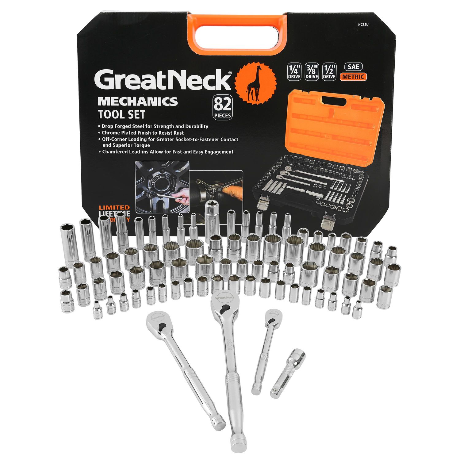Great Neck Multi-Drive Ratchet and Socket SAE/Metric Tool Set 82