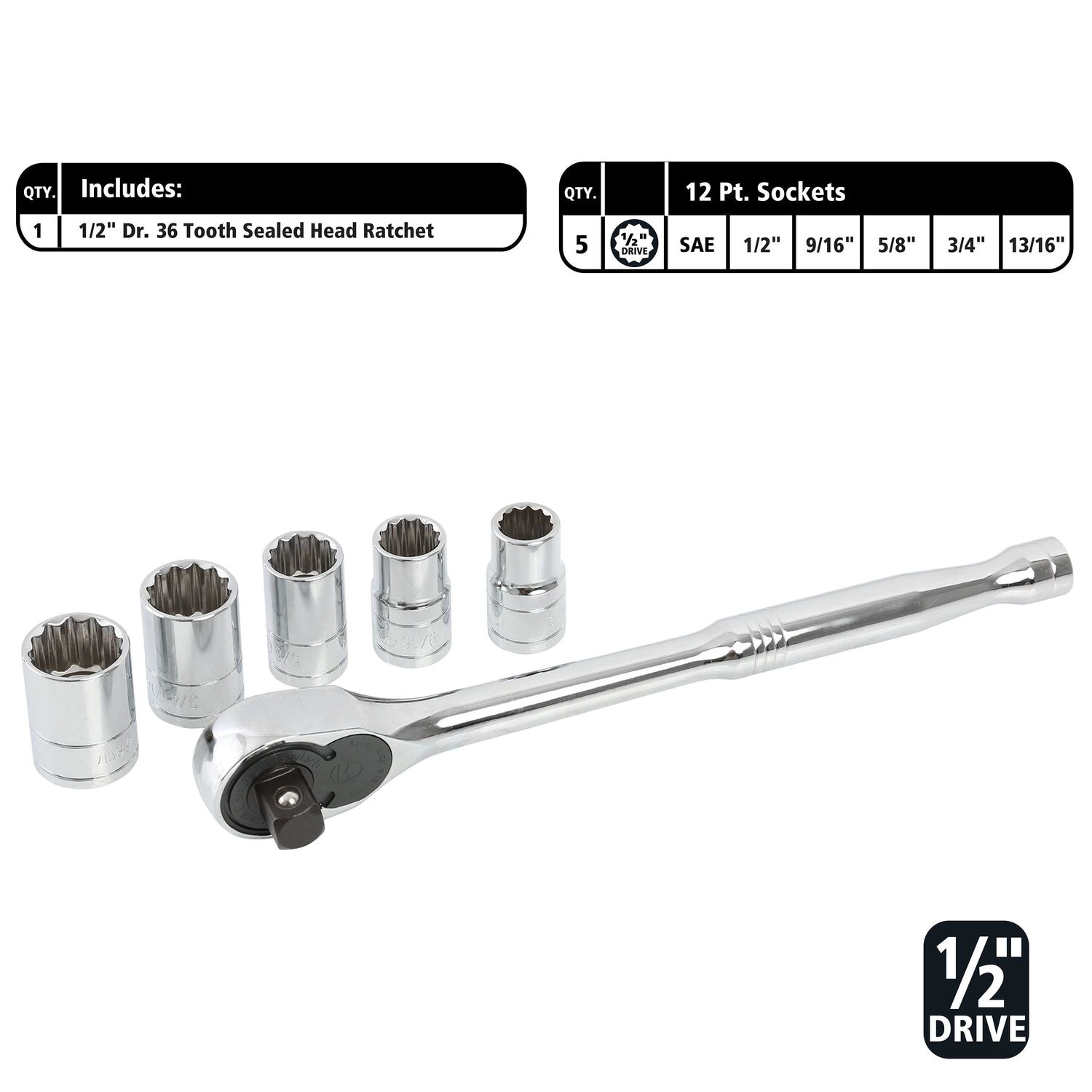 Great Neck Multi-Drive Ratchet and Socket SAE/Metric Tool Set 82