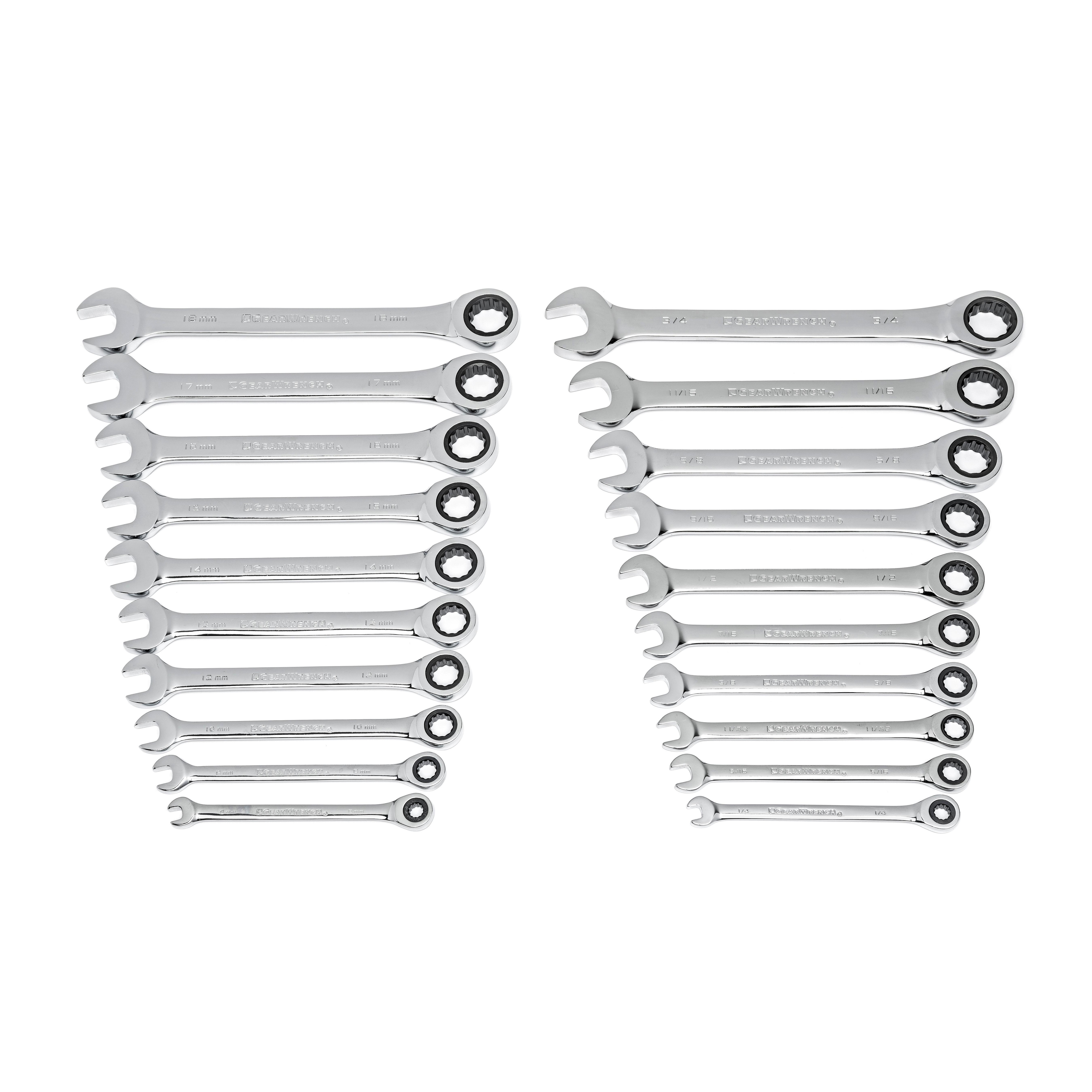 GearWrench 72-Tooth SAE and Metric Ratcheting Combination Wrench