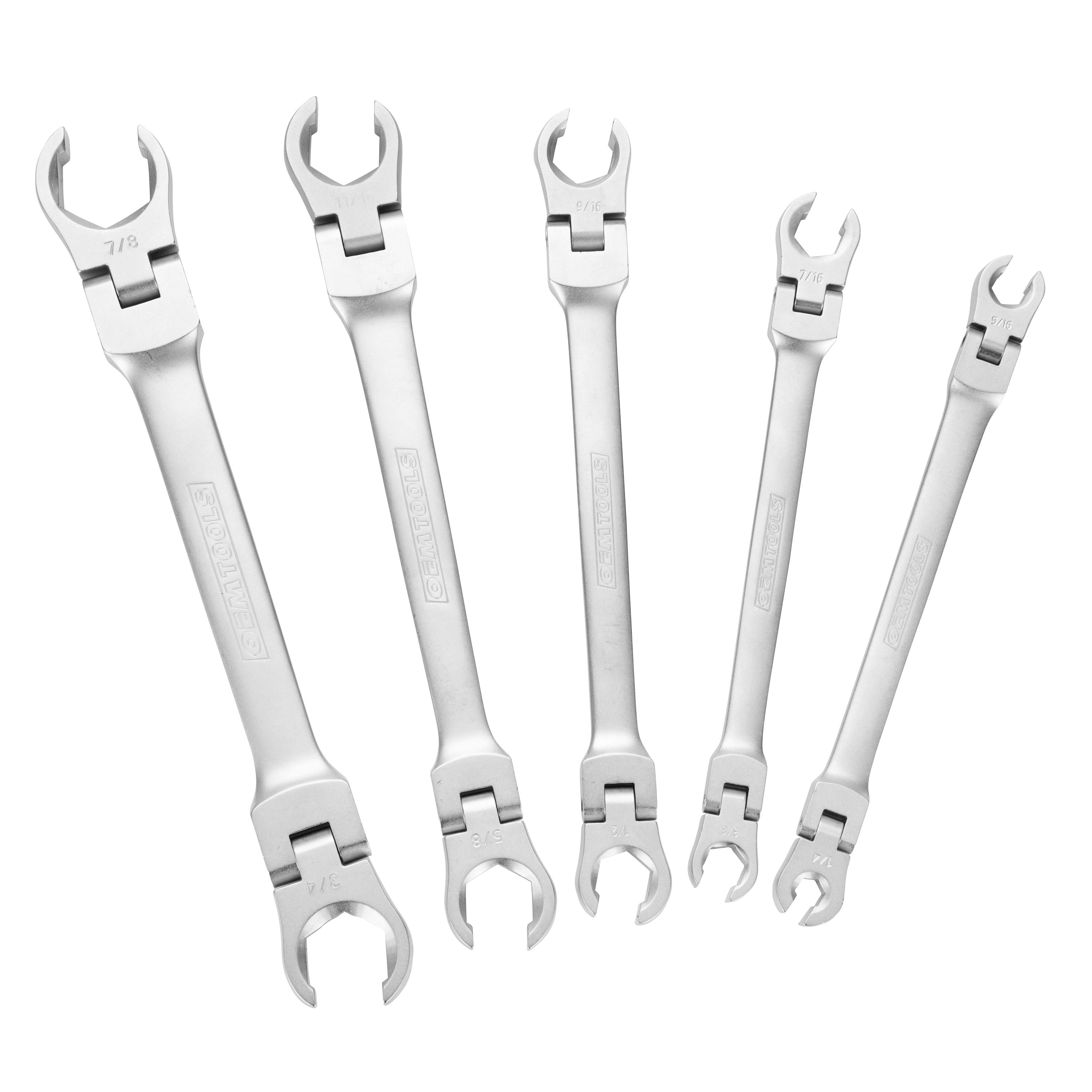 OEMTOOLS 6-Piece Flex Head Flare Nut Wrench Set – Metric 9-21mm, Double-Sided With EVA Storage Tray (22064)