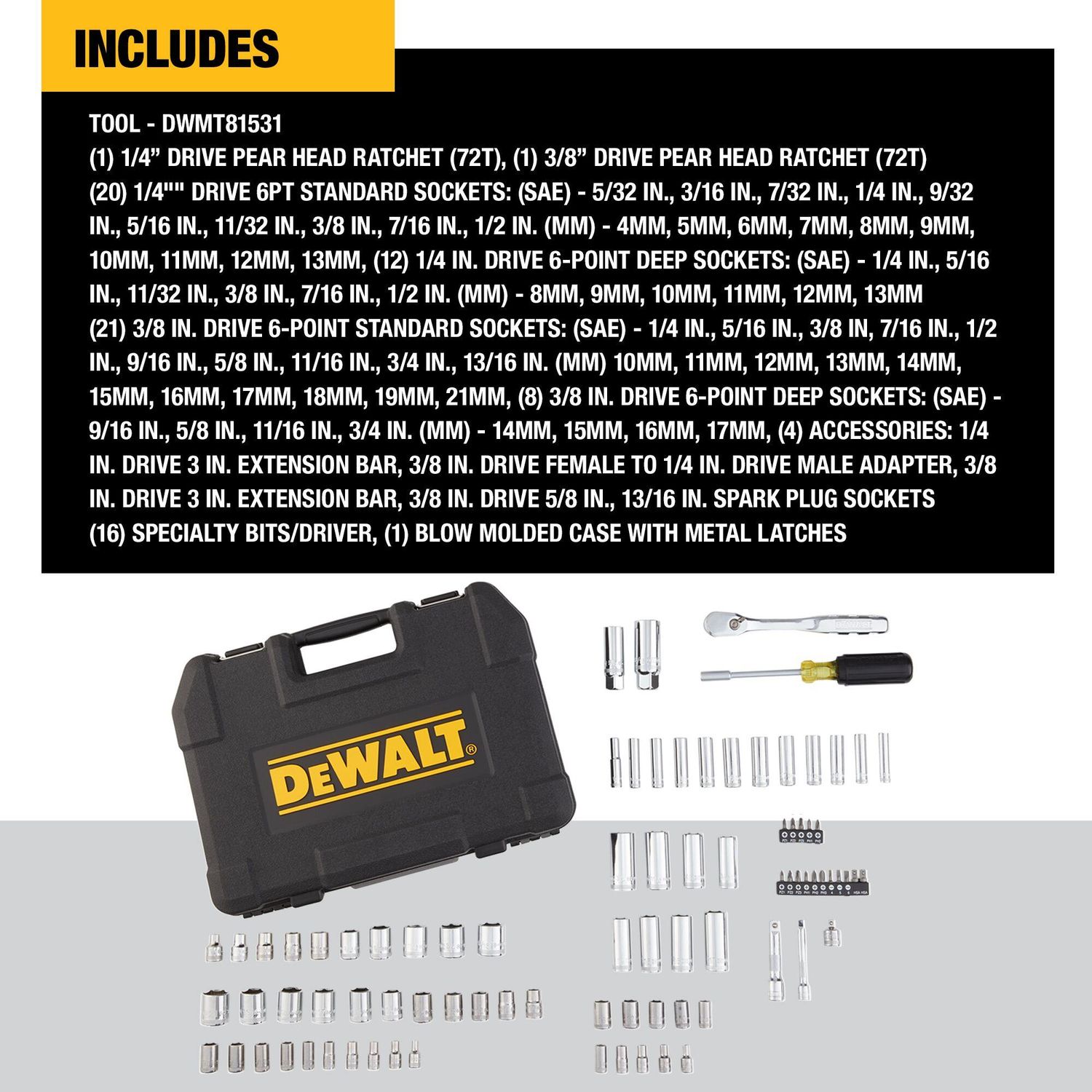 Dewalt Mechanics Tool Set 84 Piece | AutoZone
