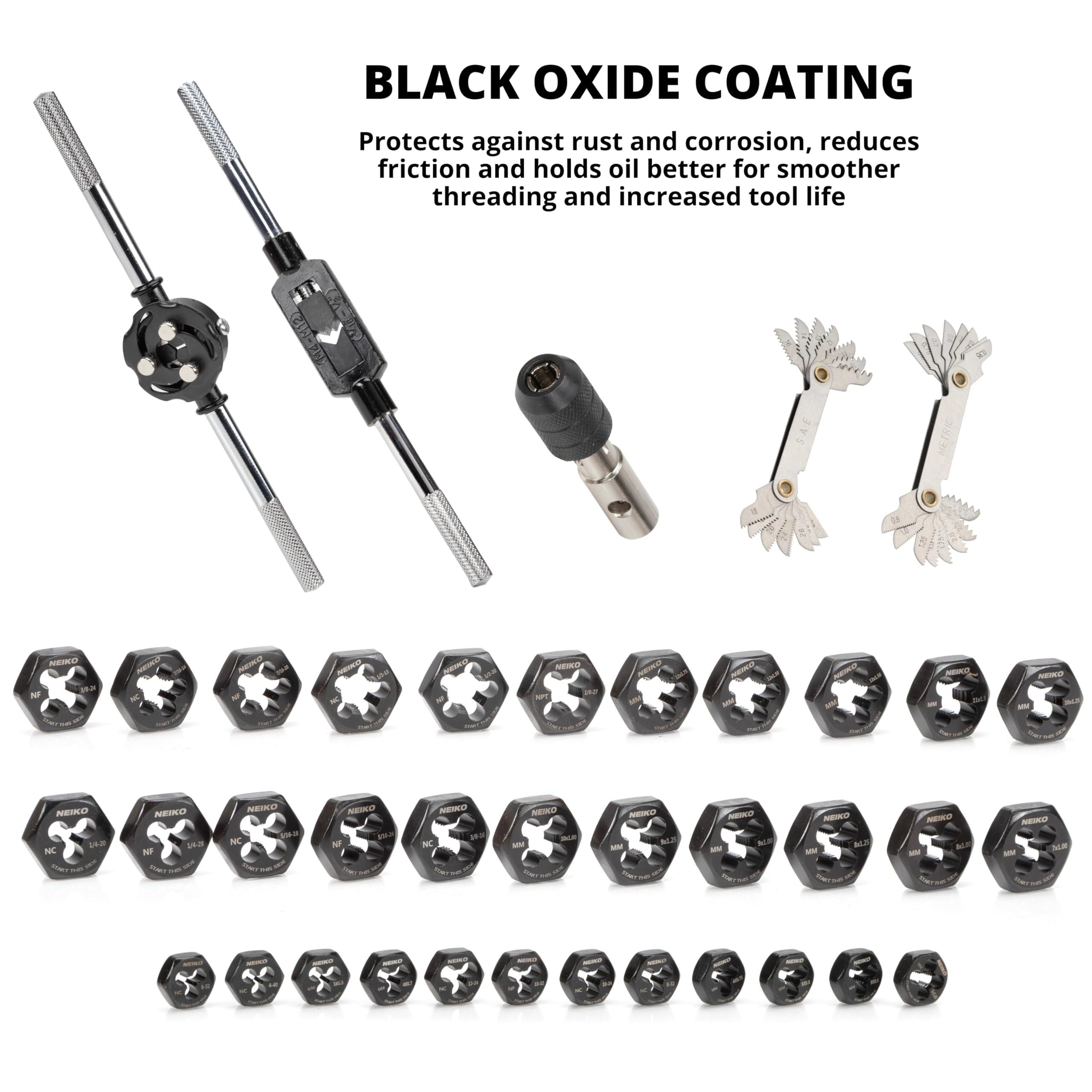 NEIKO Tap and Die Set, Metric and SAE, UNC, UNF, and NPT Threads