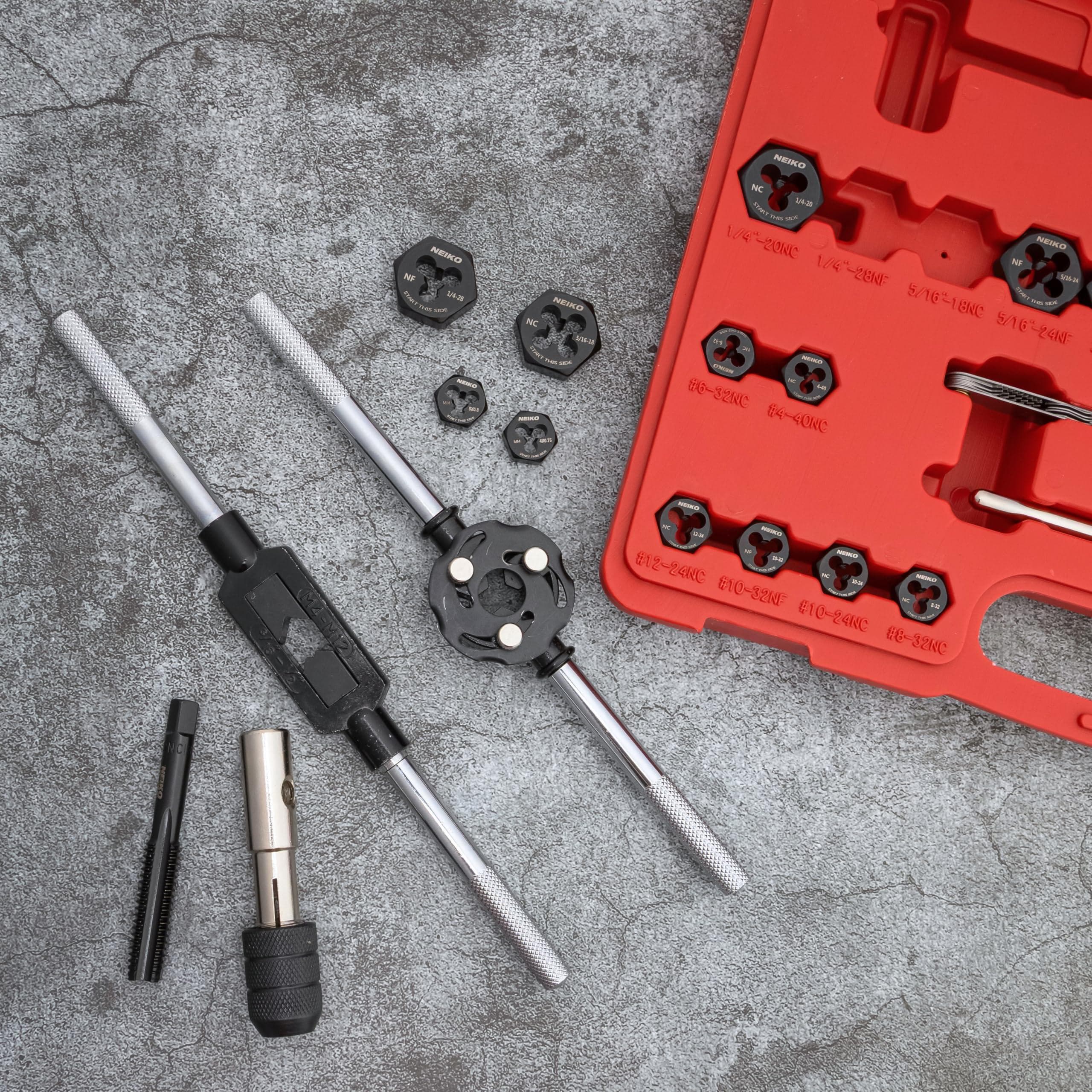 NEIKO Tap and Die Set, Metric and SAE, UNC, UNF, and NPT Threads