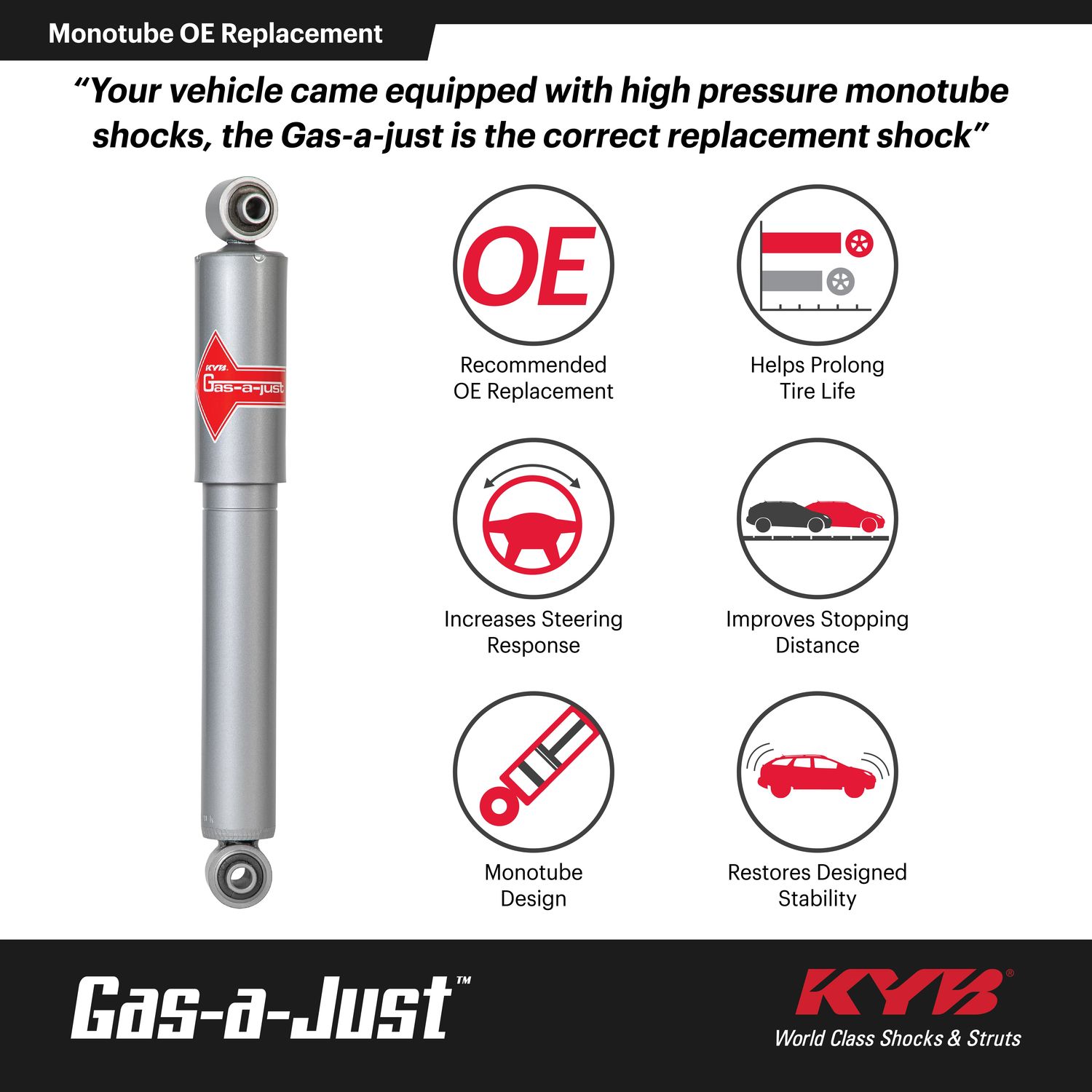 KYB Gas-a-Just Suspension Strut 7210007 | AutoZone