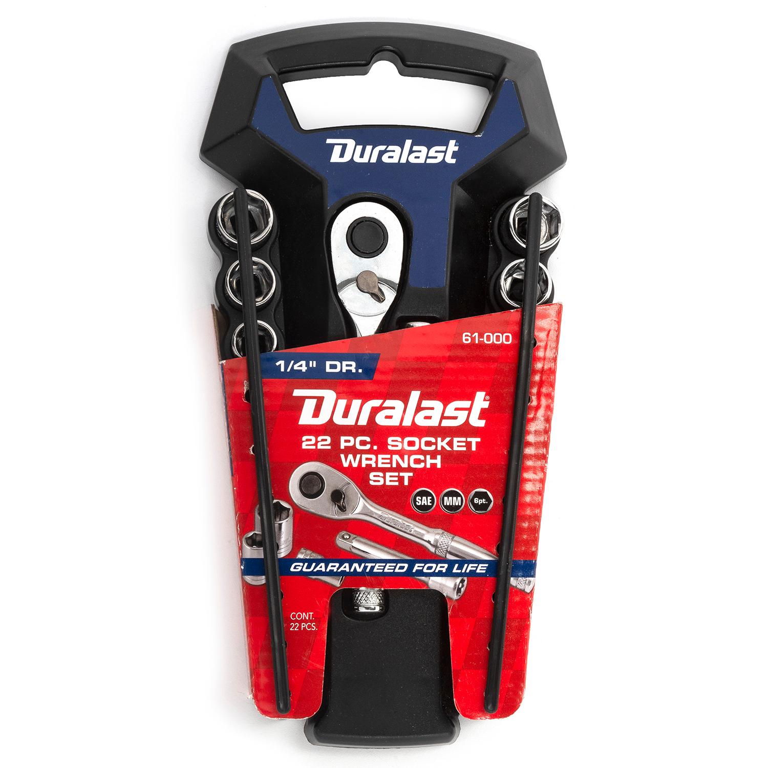 Duralast 1/4in Drive Ratchet/Socket SAE/Metric Tool Set 22 Piece