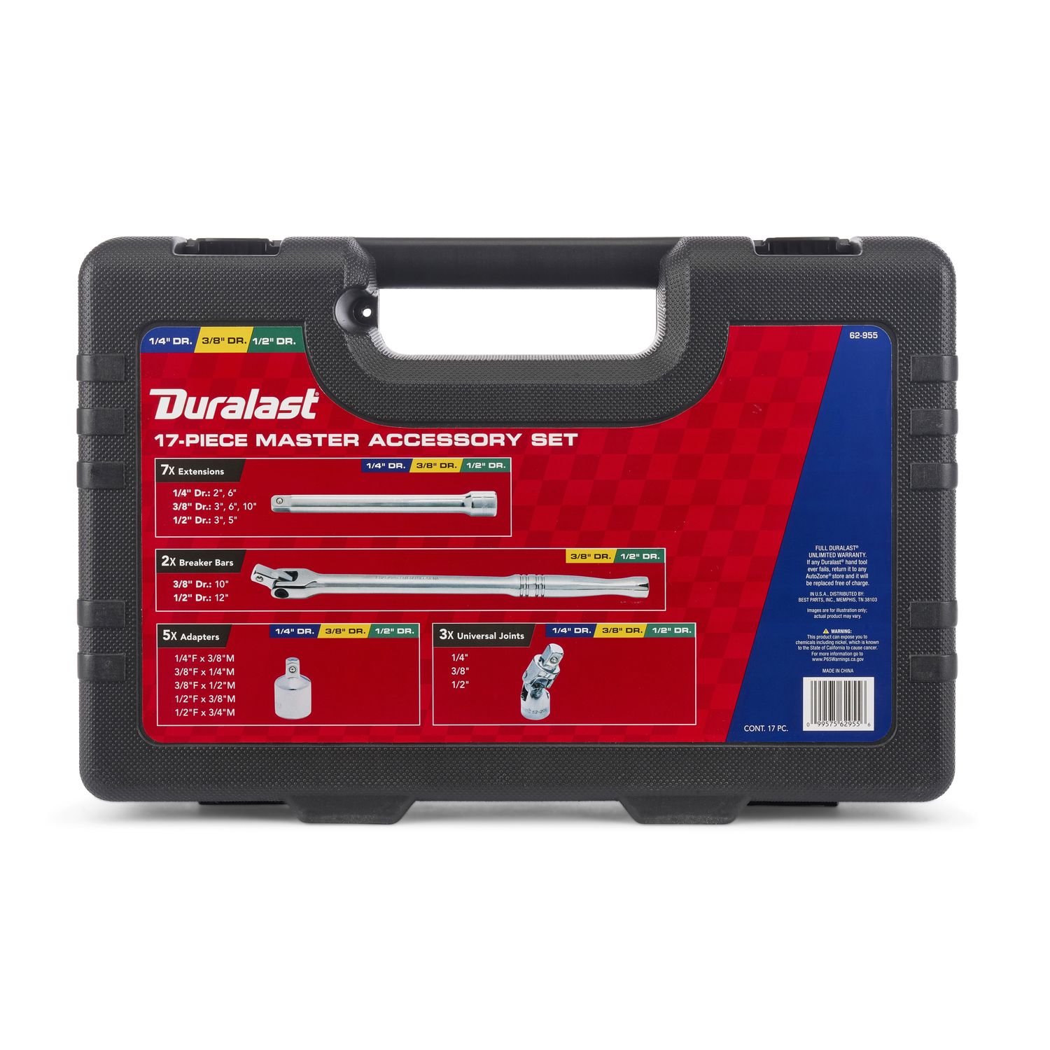 Duralast 1/4in 3/8in 1/2in Drive Accessory Set 17 Piece | AutoZone