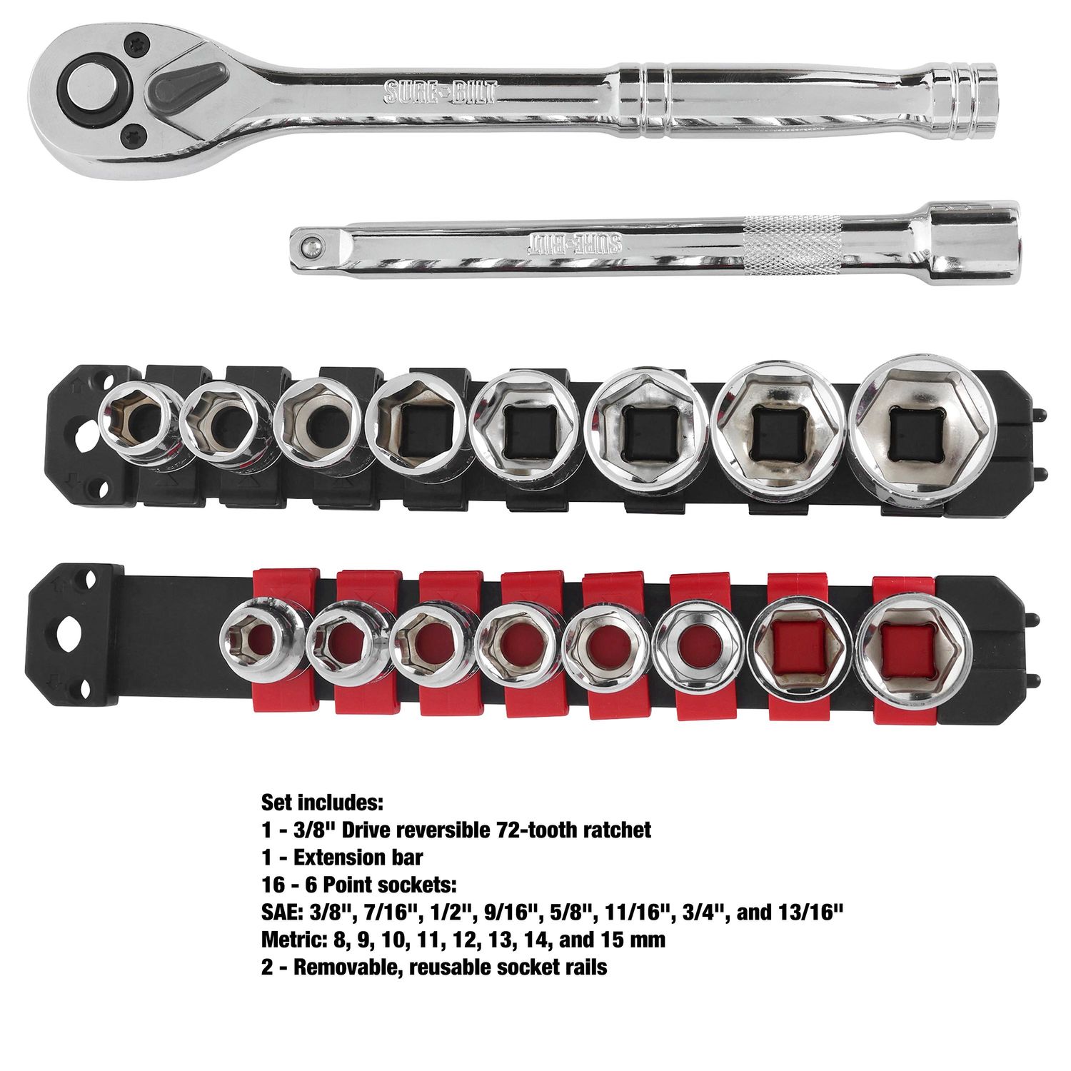 SureBilt 3/8in Drive Ratchet and Socket Set 20 Piece | AutoZone