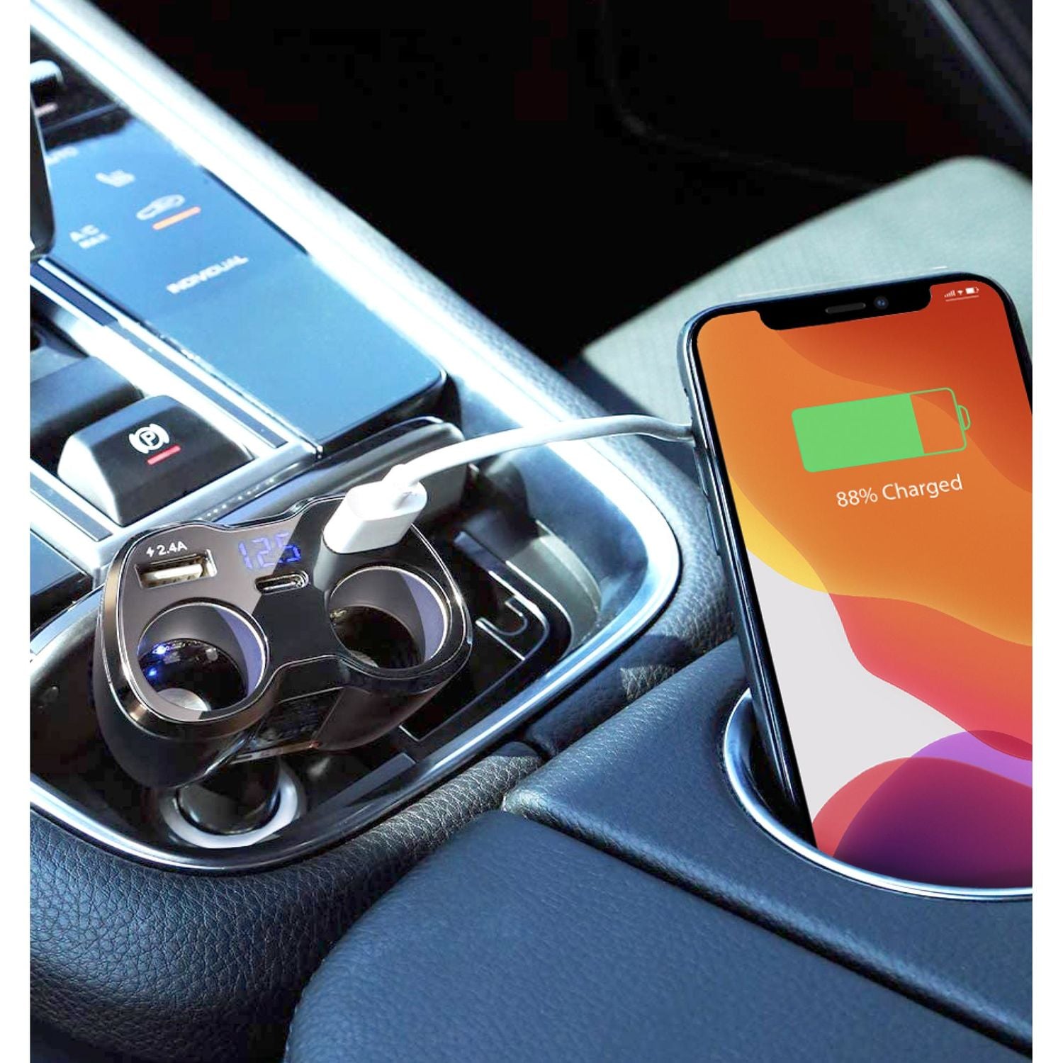 dual cigarette lighter adapter autozone Swivel Dual 12Volt Socket with Dual USB and Type C Adapter