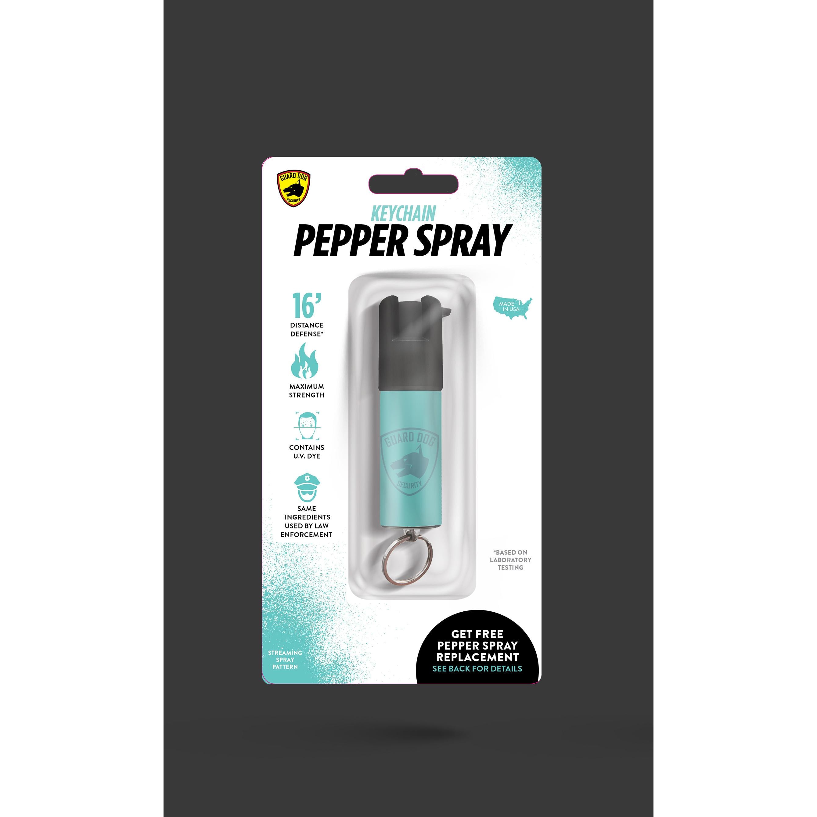 Guard Dog Security Pepper Spray Keychain Teal 16ft Distance Max