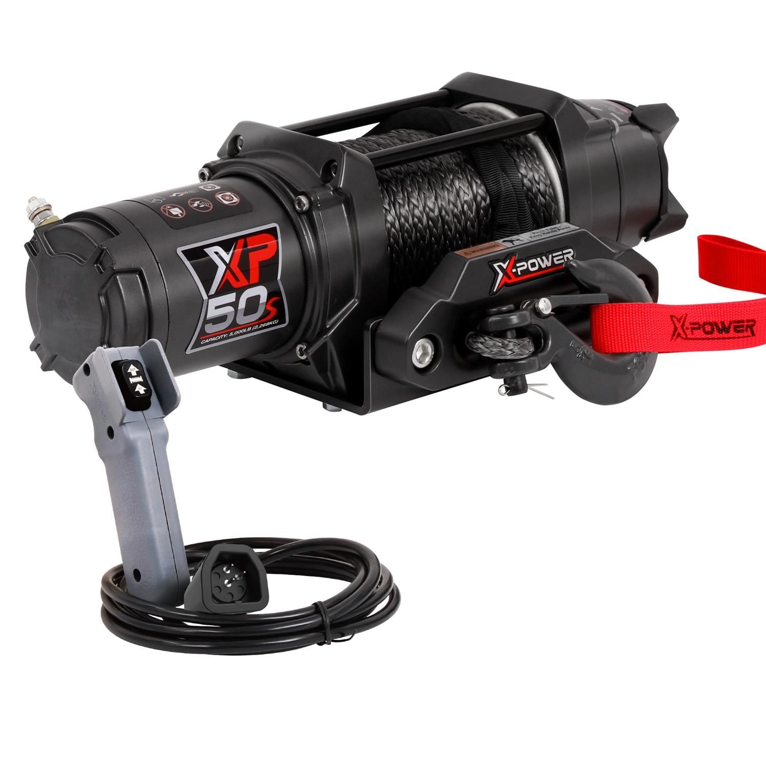 X-Power 12 Volt 5,000lbs Synthetic Rope ATV/UTV Electric Winch