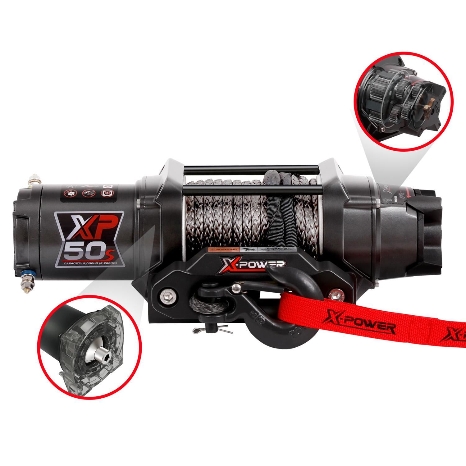 X-Power 12 Volt 5,000lbs Synthetic Rope ATV/UTV Electric Winch