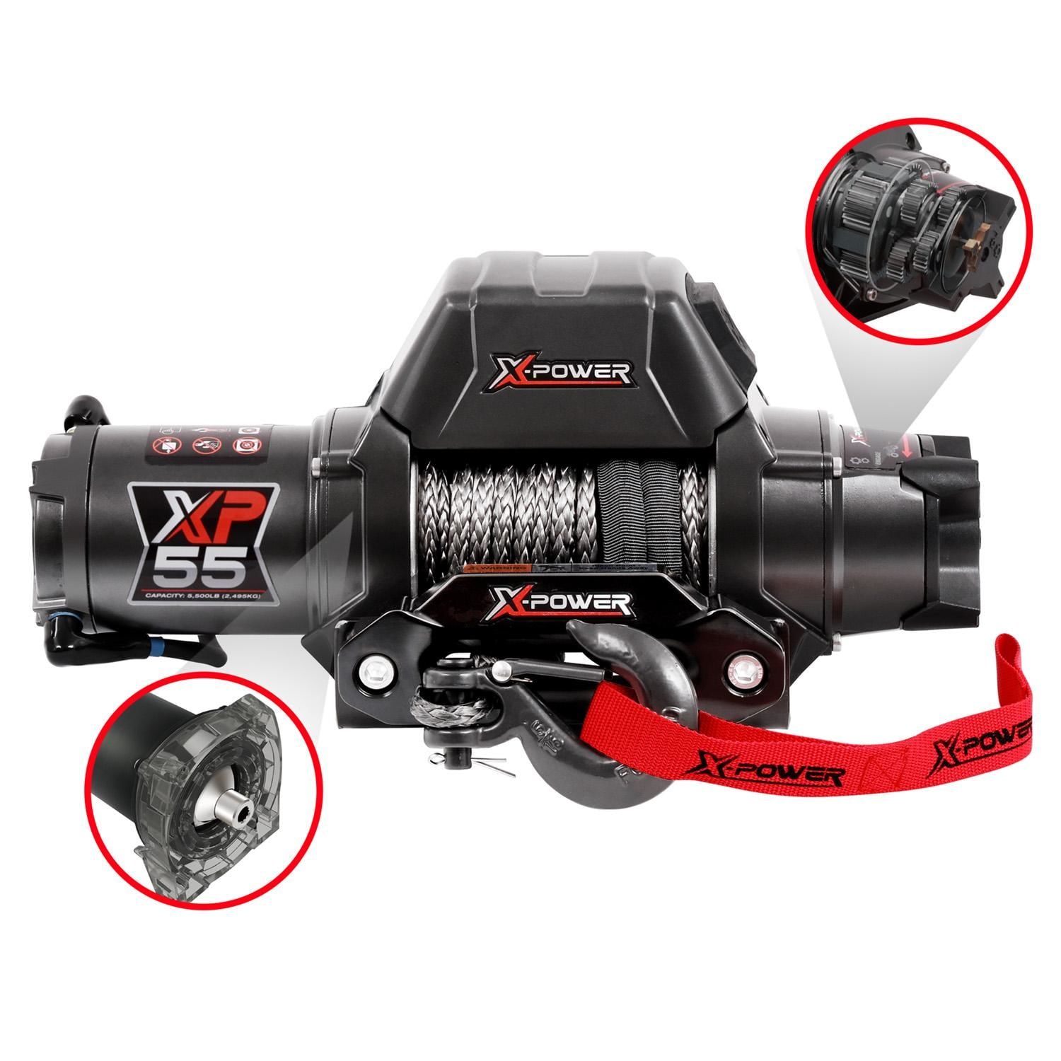 X-Power 12 Volt 5500lbs Synthetic Rope Wireless Remote ATV/UTV