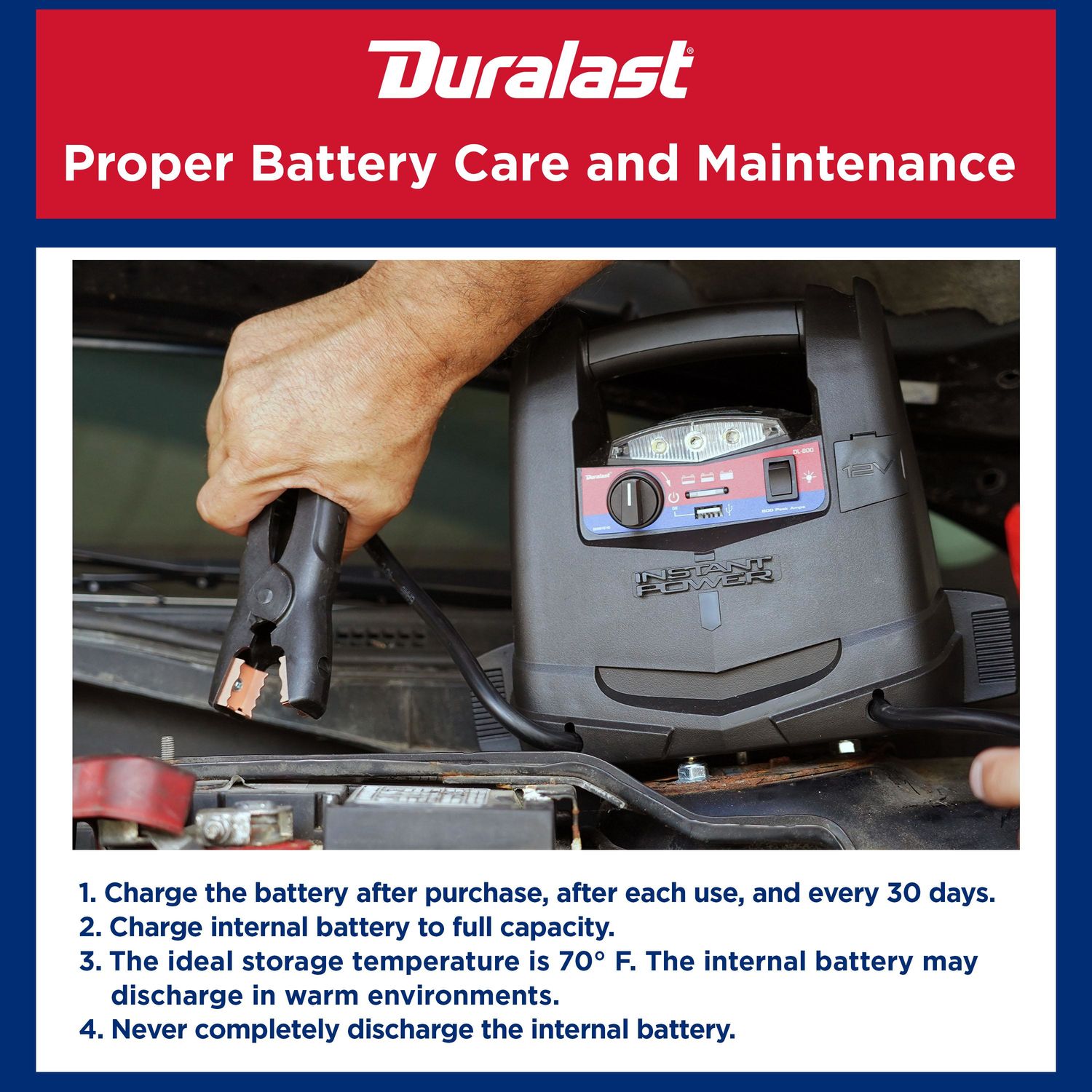 Duralast 800 Amps Portable Battery Jump Starter DL-800