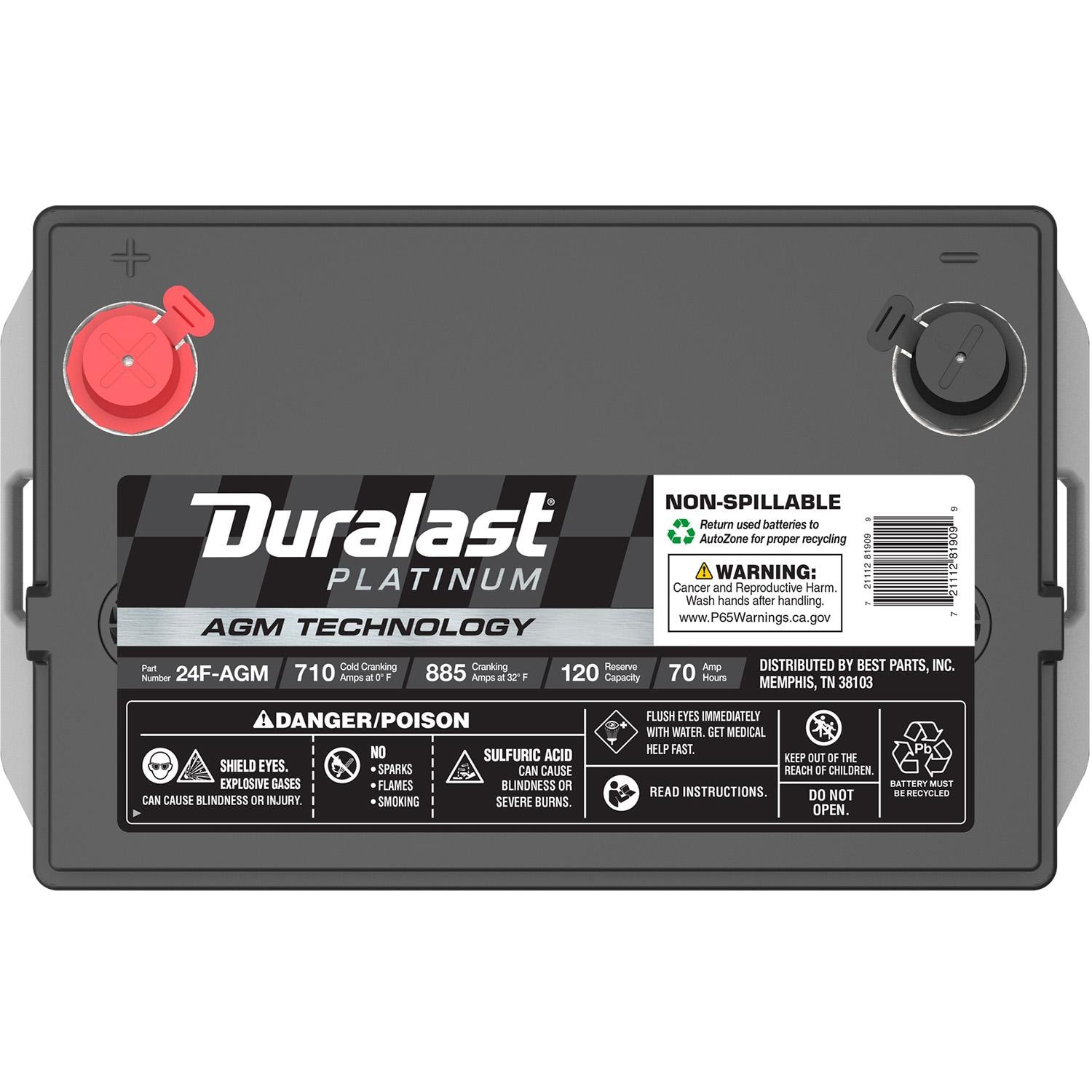 Duralast Platinum Group Size 24F Absorbed Glass Mat (AGM) Battery 24F-AGM